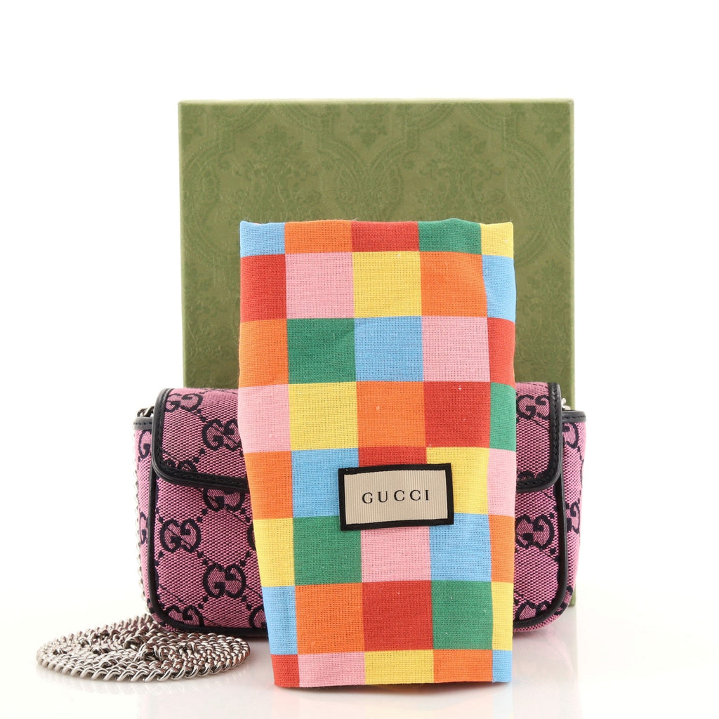 GG Marmont Flap Bag Diagonal Quilted GG Canvas Super Mini