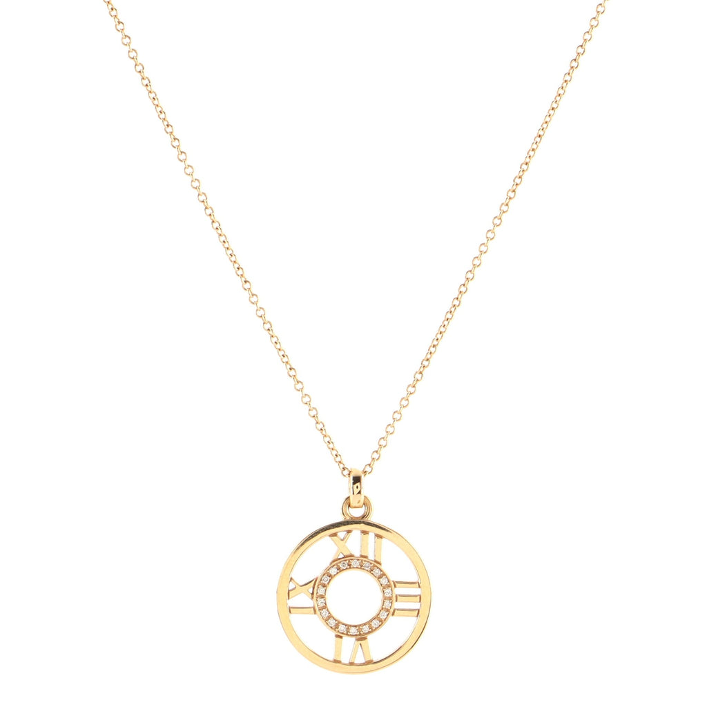 Atlas Open Medallion Pendant Necklace 18K Rose Gold with Diamonds Small