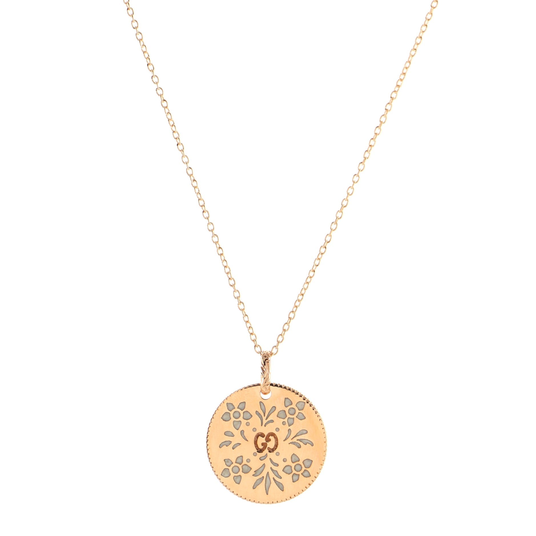 Icon Blooms Pendant Necklace 18K Rose Gold and Enamel
