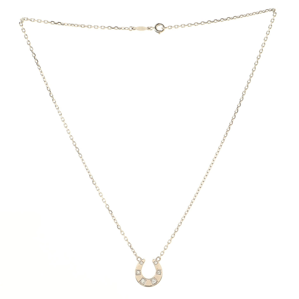Horseshoe Pendant Necklace 18K White Gold with Diamonds