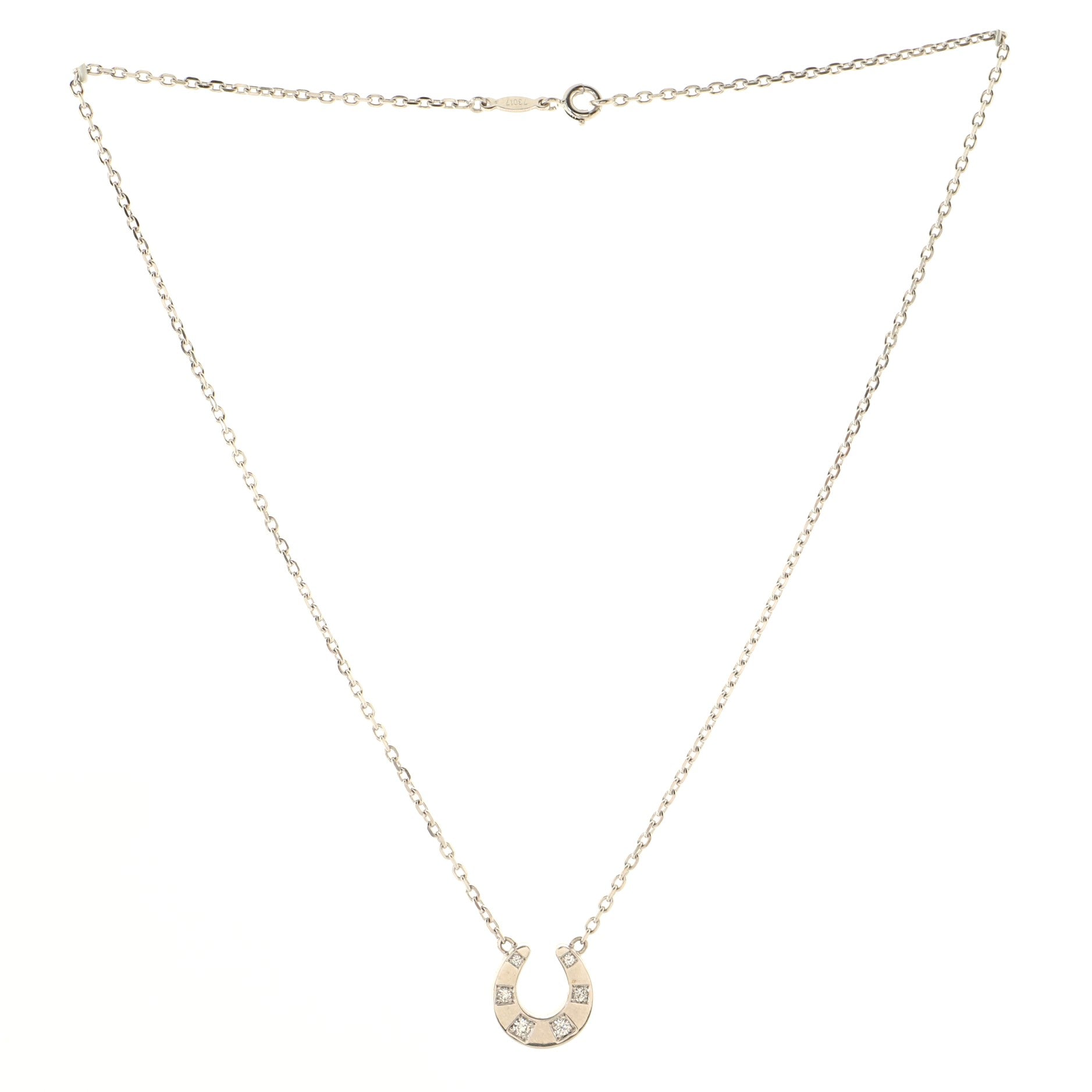 Horseshoe Pendant Necklace 18K White Gold with Diamonds