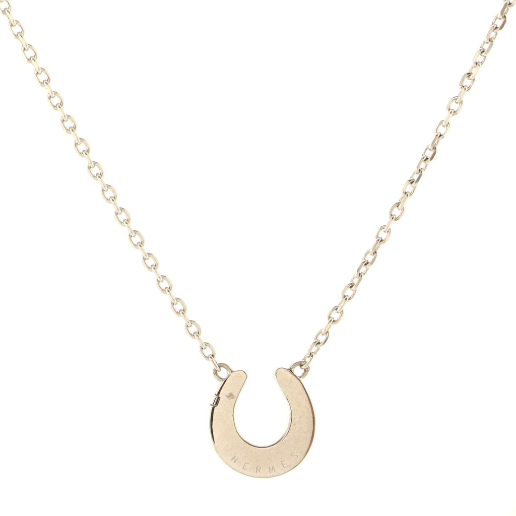 Horseshoe Pendant Necklace 18K White Gold with Diamonds