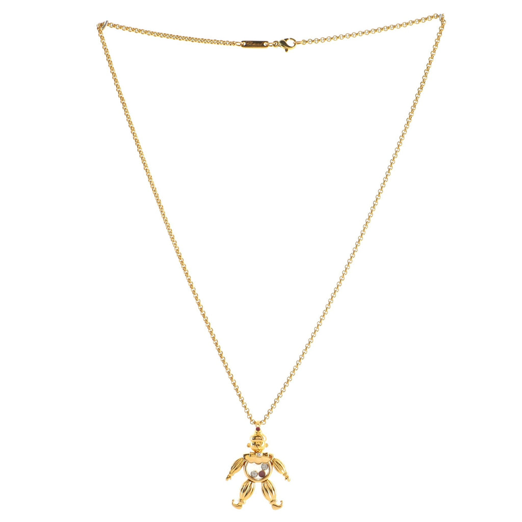 Happy Diamonds Clown Pendant Necklace 18K Yellow Gold with Diamonds and Rubies