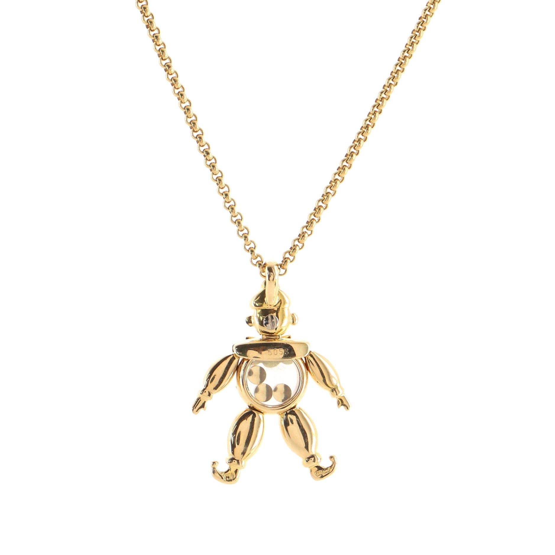 Happy Diamonds Clown Pendant Necklace 18K Yellow Gold with Diamonds and Rubies