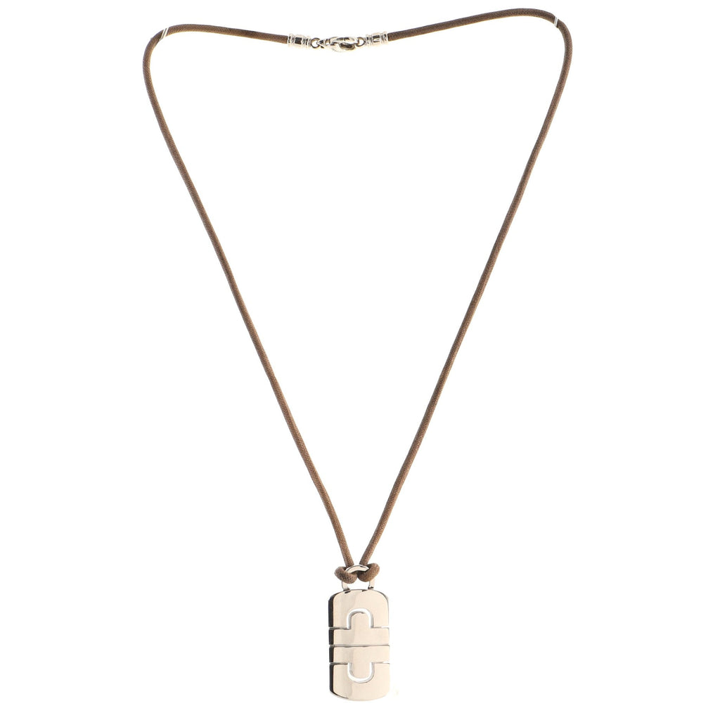 Parentesi Pendant Necklace 18K White Gold with Cord