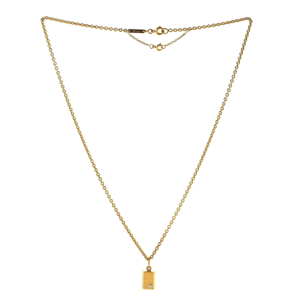 Ingot Pendant Necklace 18K Yellow Gold with Diamond