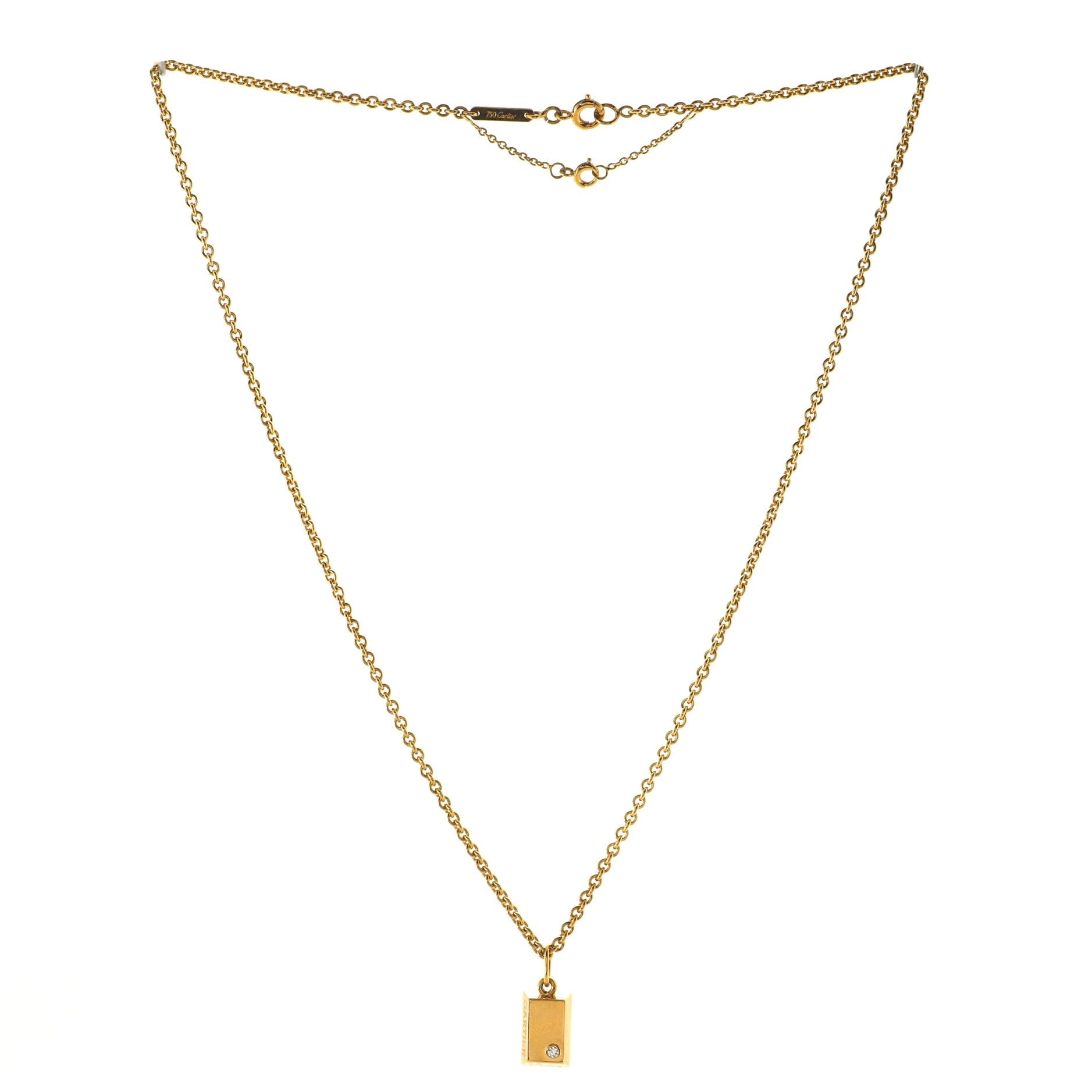 Ingot Pendant Necklace 18K Yellow Gold with Diamond