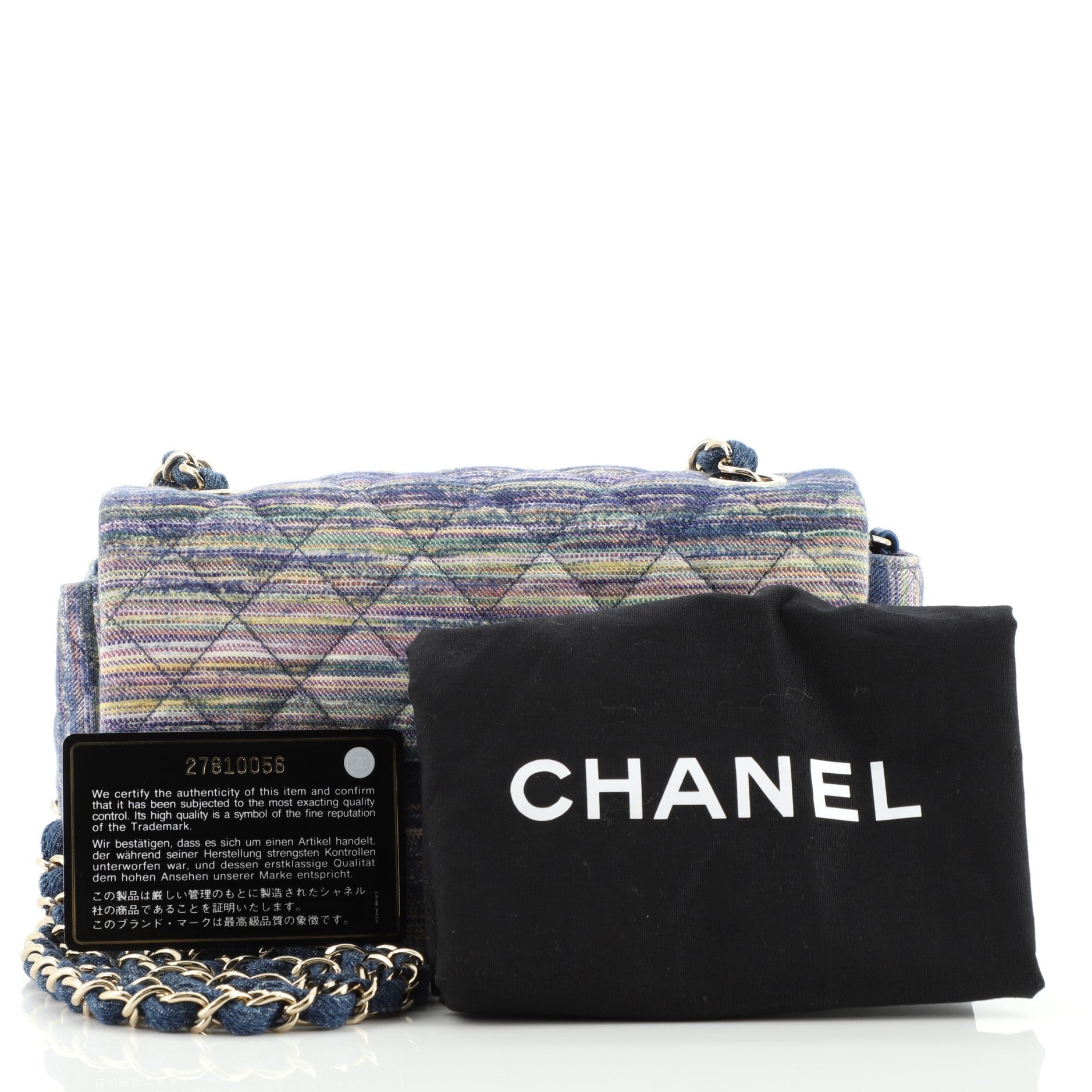 Classic Single Flap Bag Multicolor Quilted Denim Mini