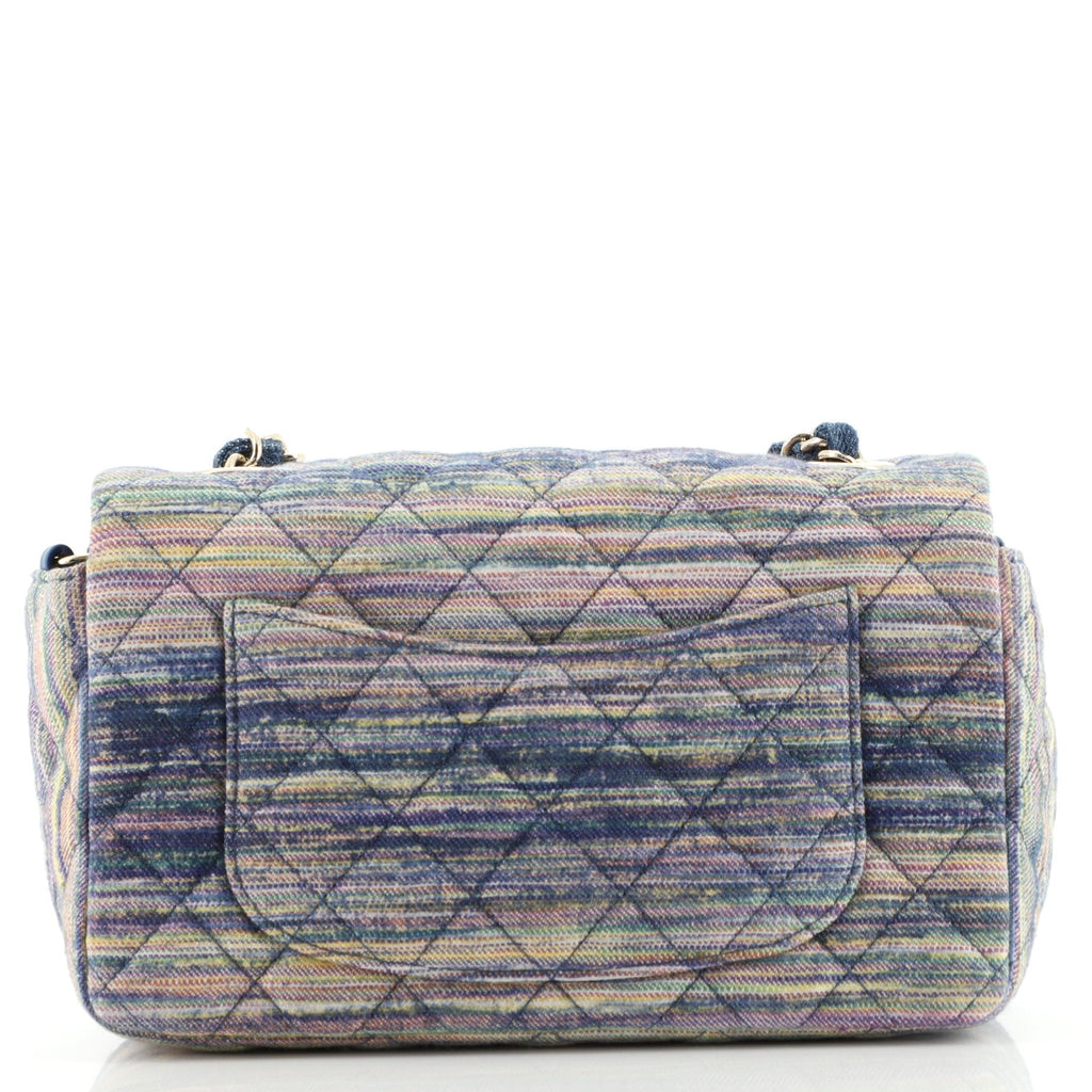 Classic Single Flap Bag Multicolor Quilted Denim Mini