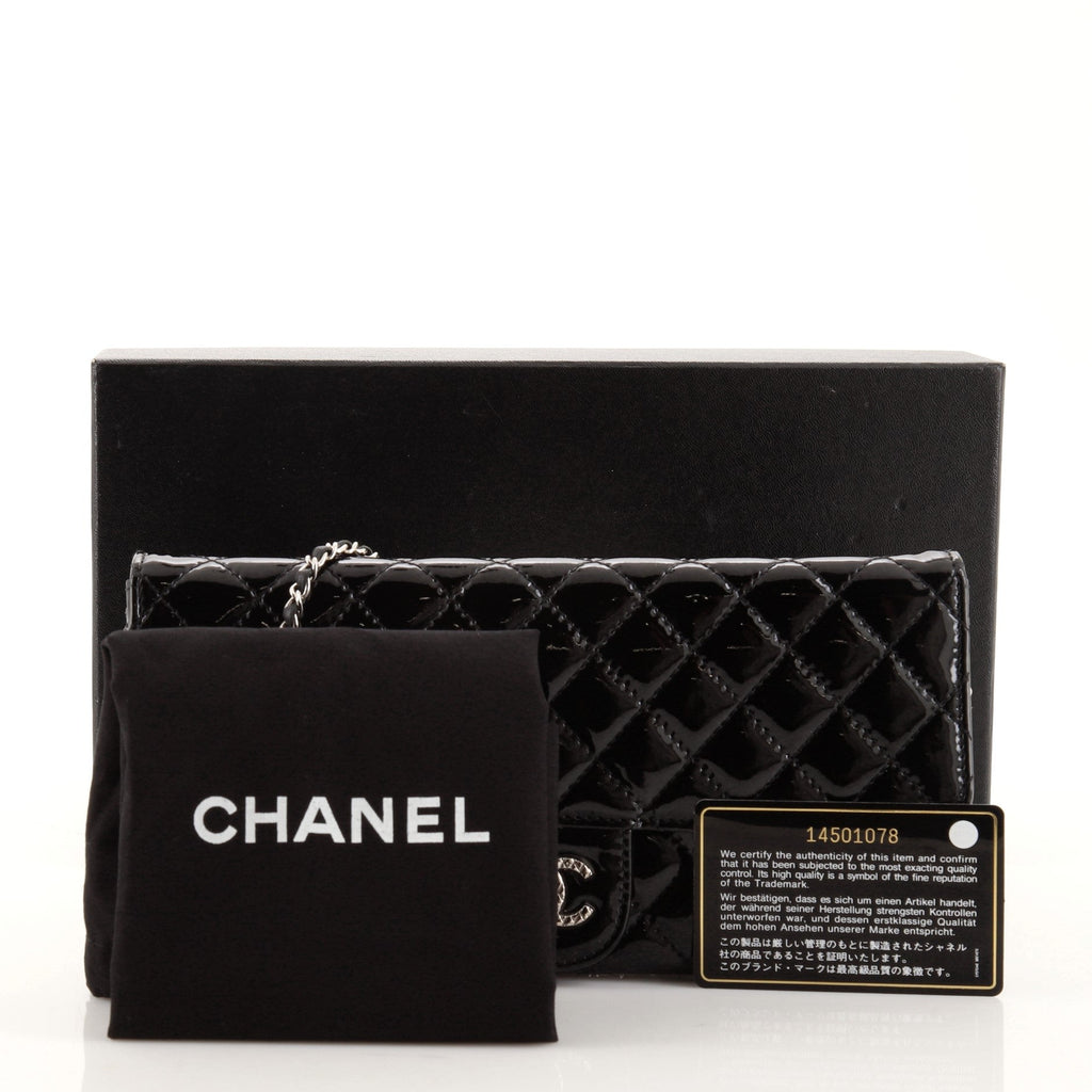 Brilliant Wallet on Chain Clutch Quilted Patent East West