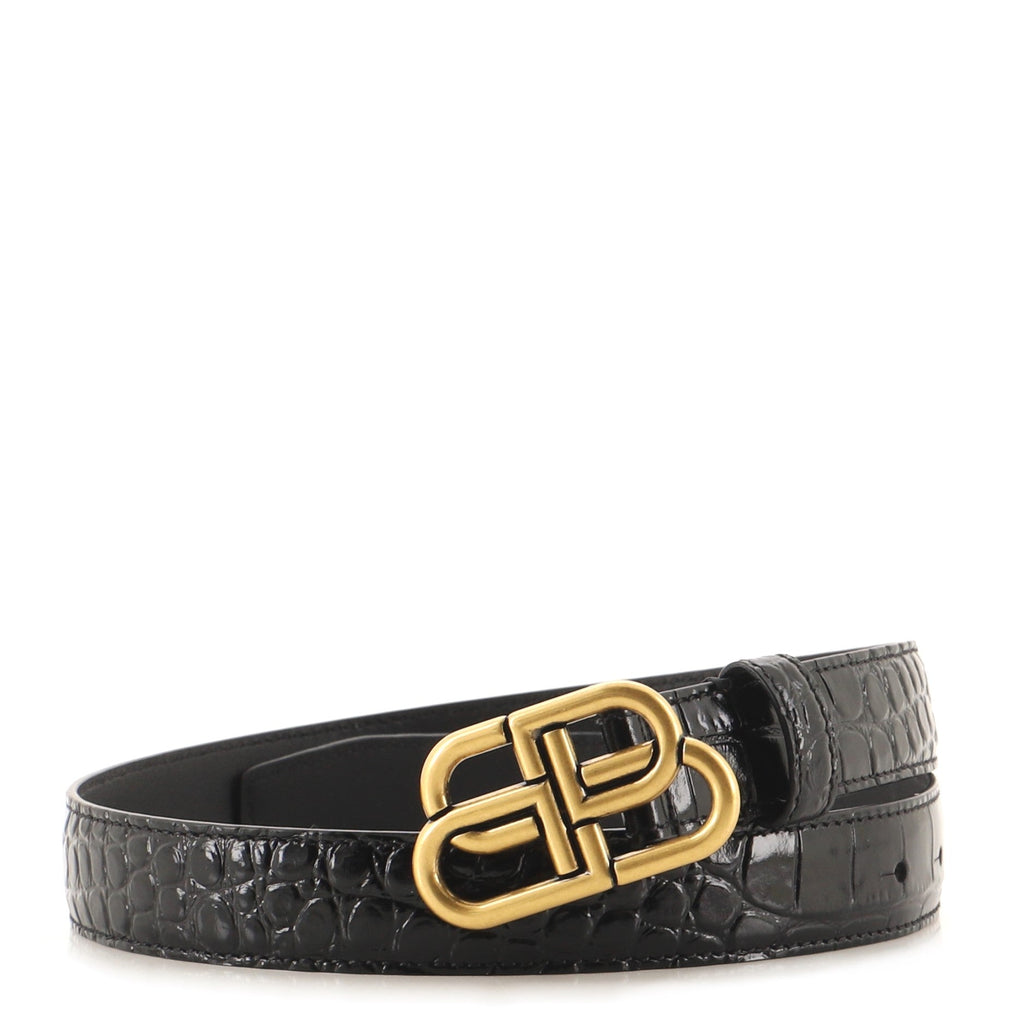 BB Belt Crocodile Embossed Leather Thin 65
