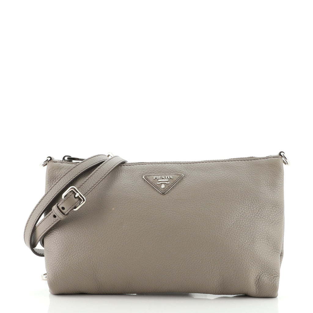 Flat Zip Crossbody Bag Vitello Daino Mini