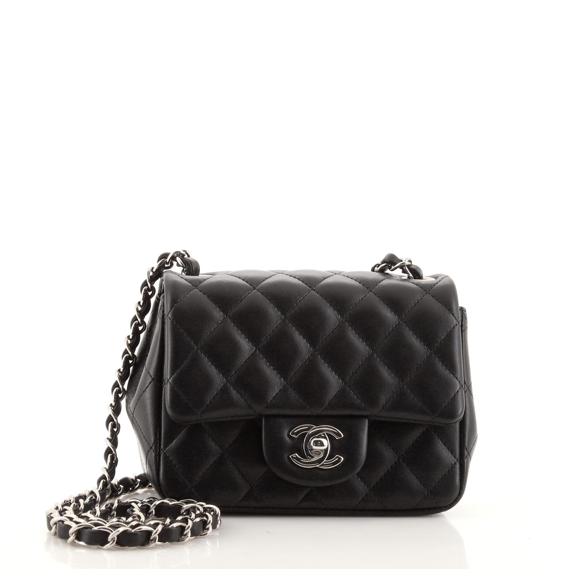 Square Classic Single Flap Bag Quilted Lambskin Mini