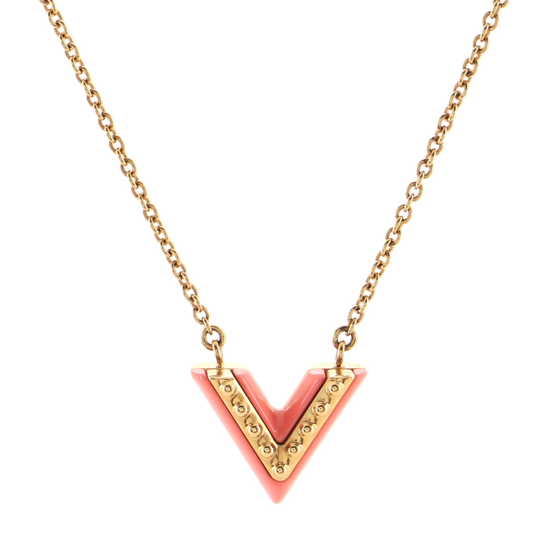 Essential V Necklace Studded Metal and Lacquer