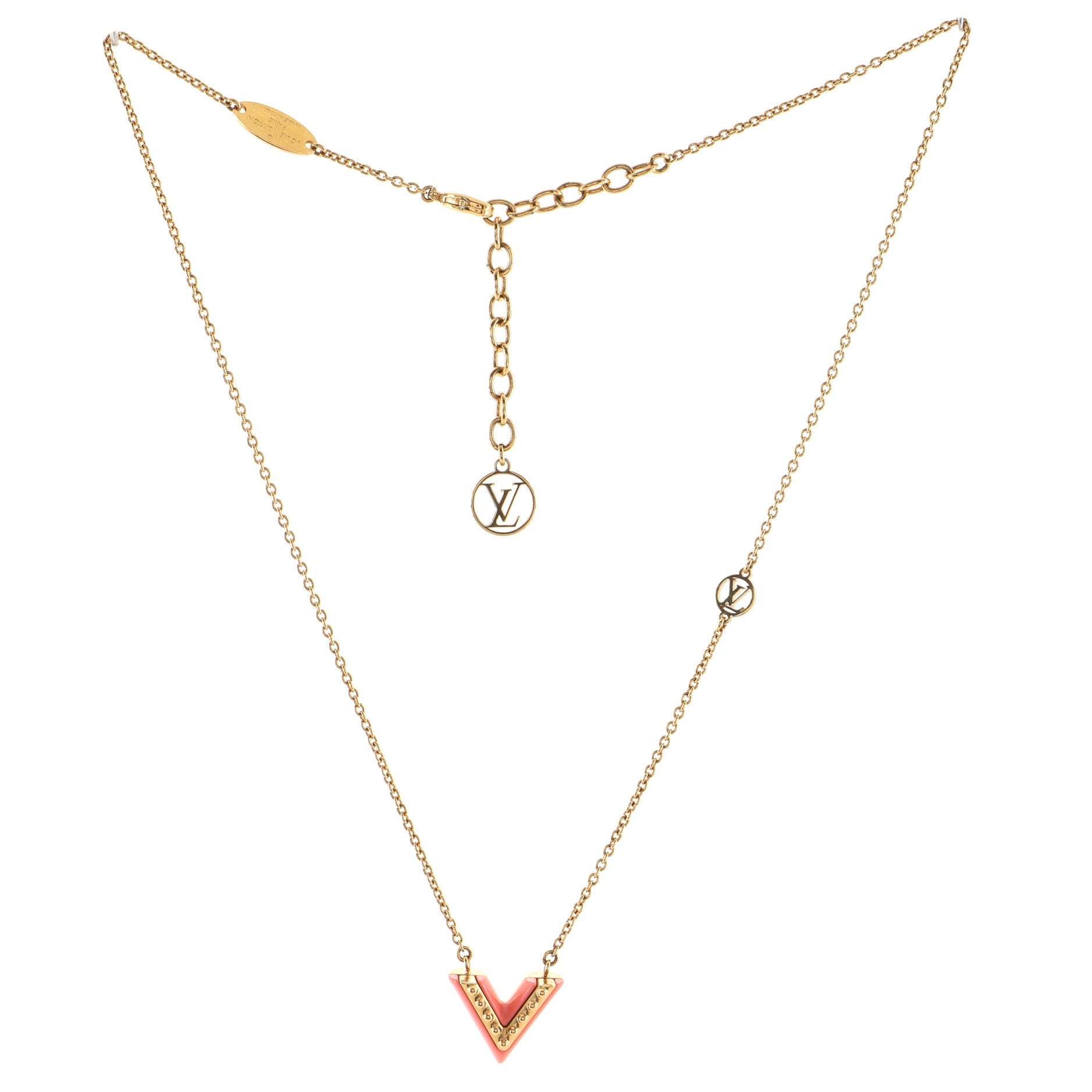 Essential V Necklace Studded Metal and Lacquer