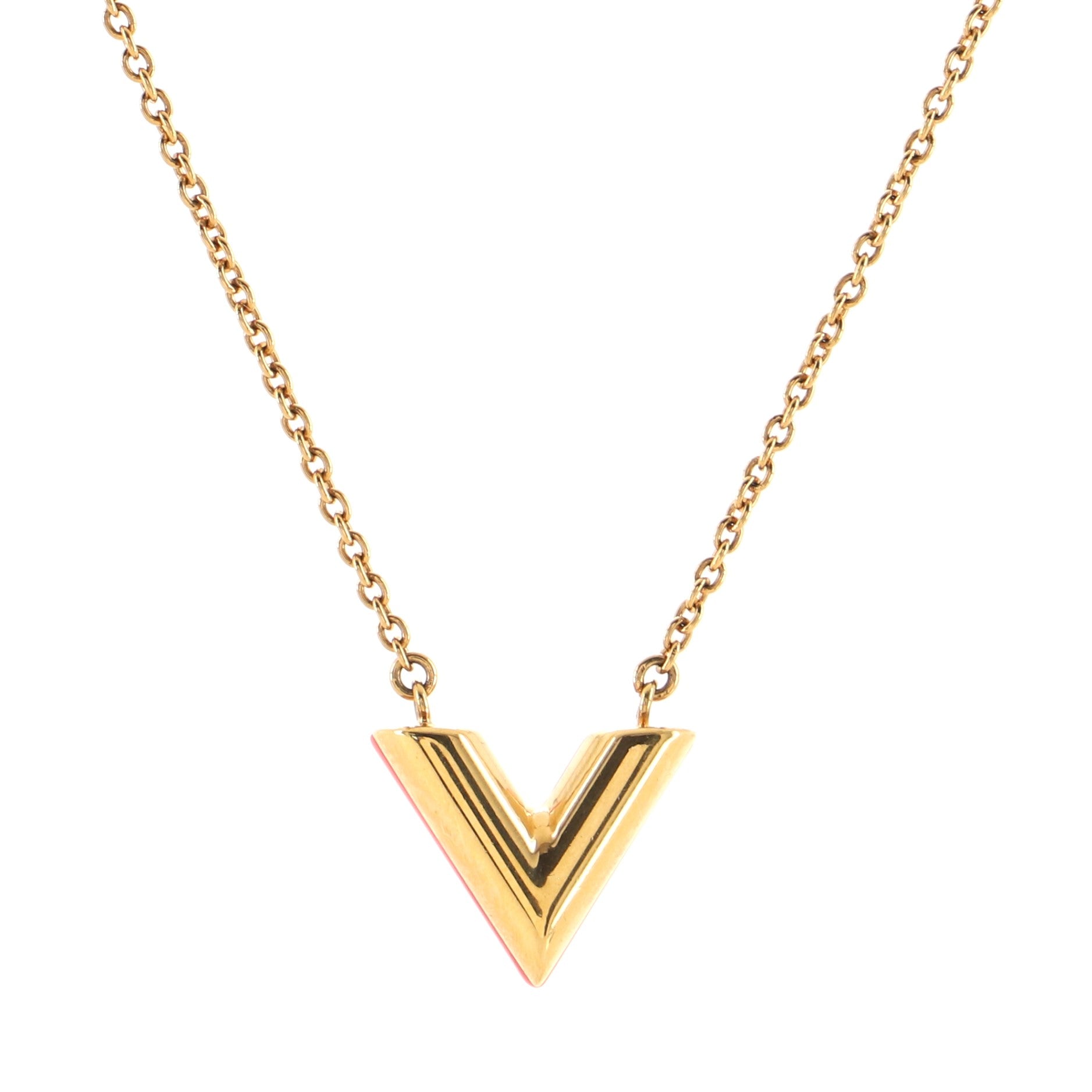 Essential V Necklace Studded Metal and Lacquer