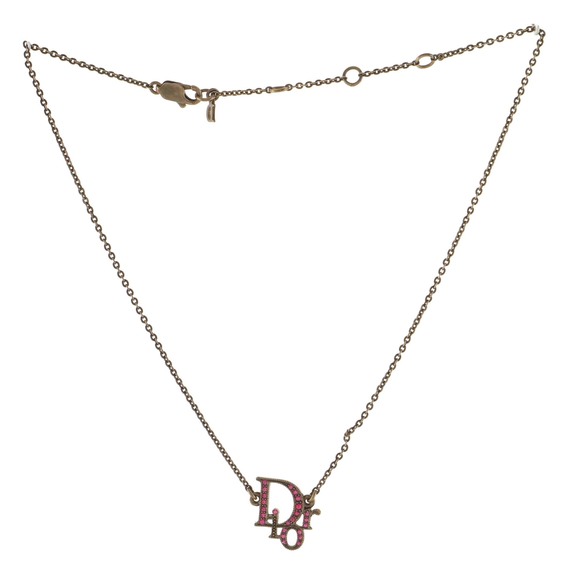 Logo Pendant Necklace Metal with Crystal