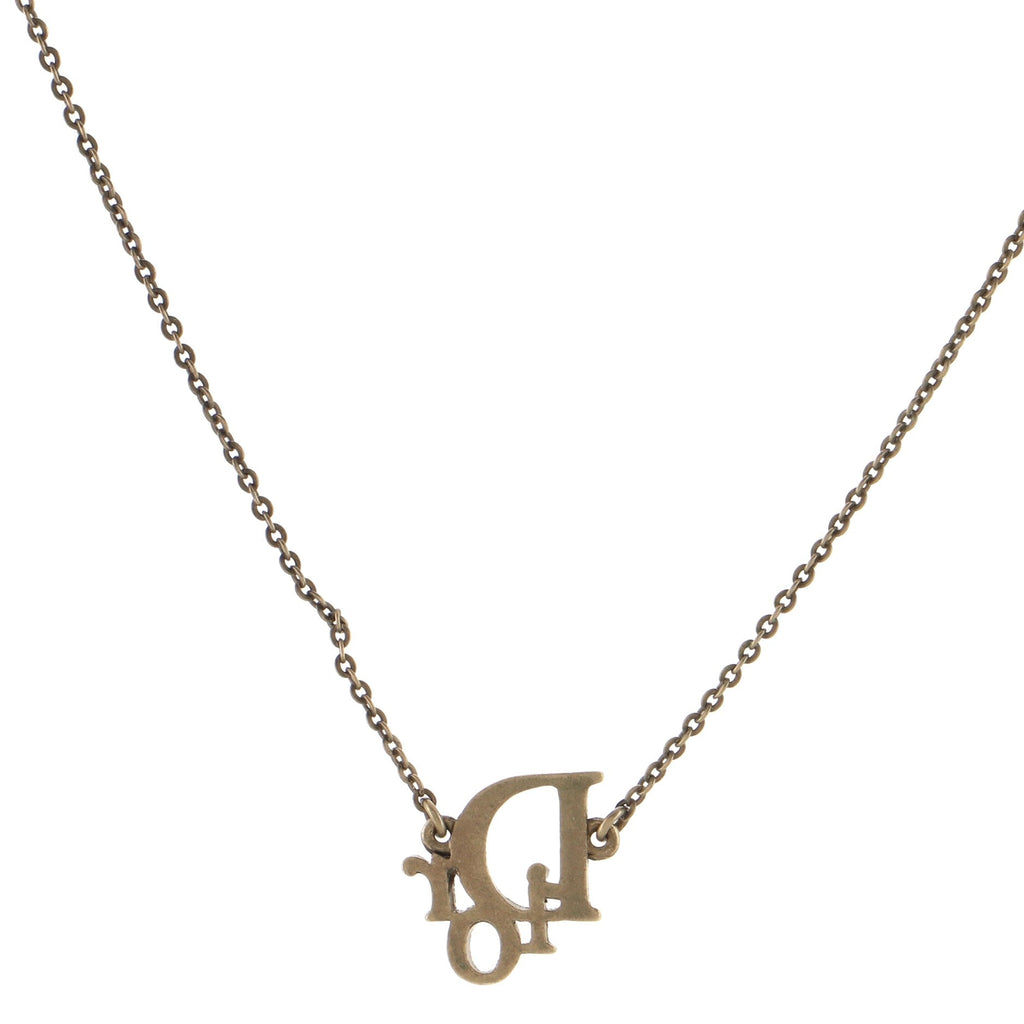 Logo Pendant Necklace Metal with Crystal