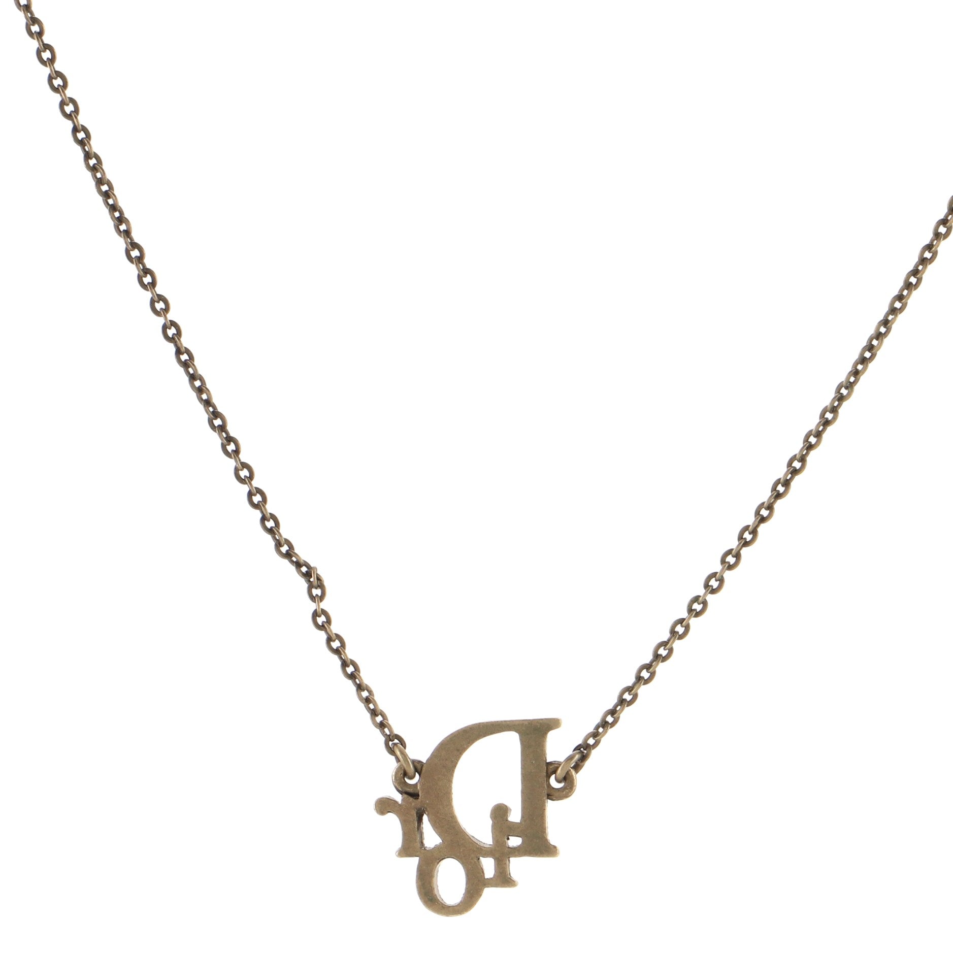 Logo Pendant Necklace Metal with Crystal