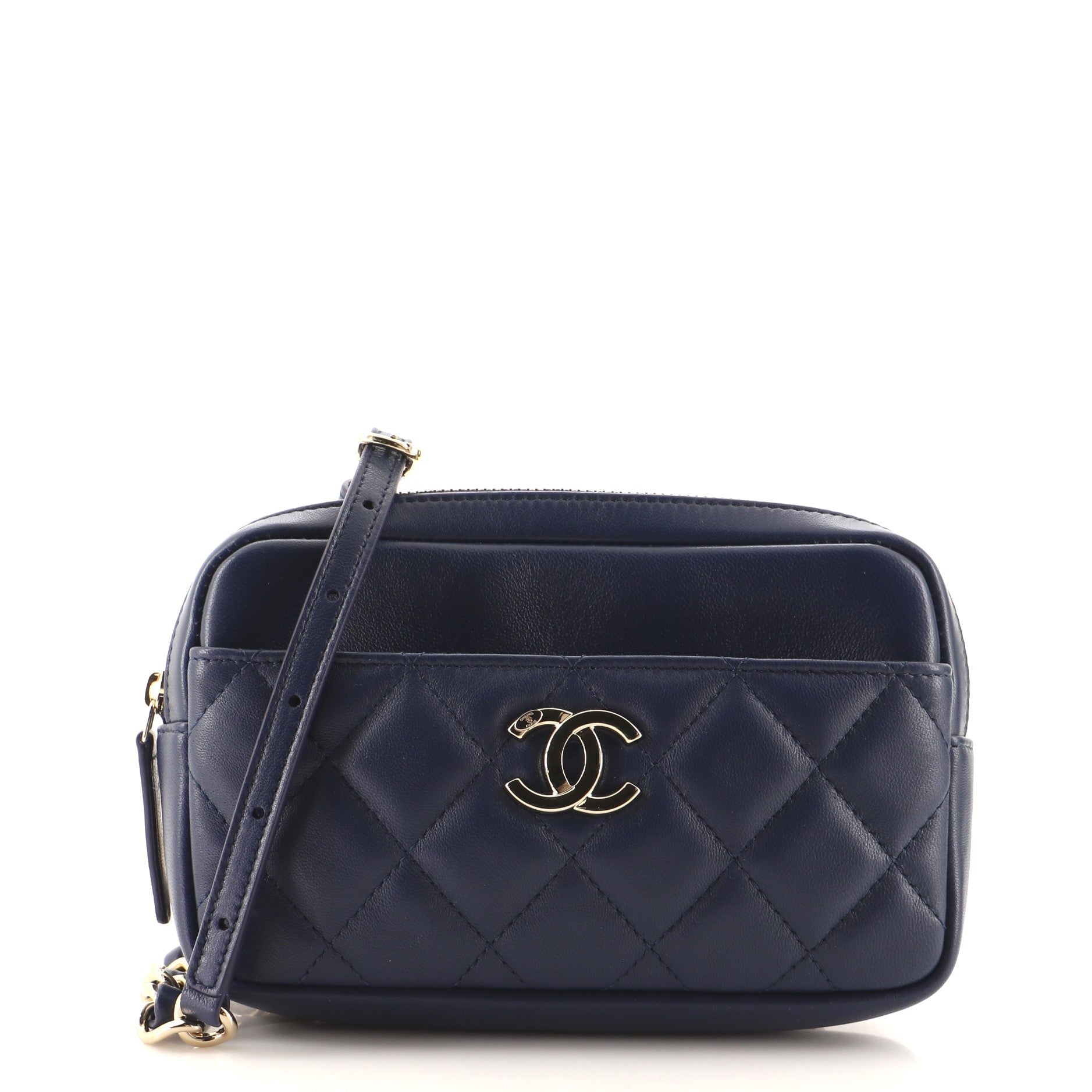 CC Front Pocket Waist Bag Quilted Lambskin Mini