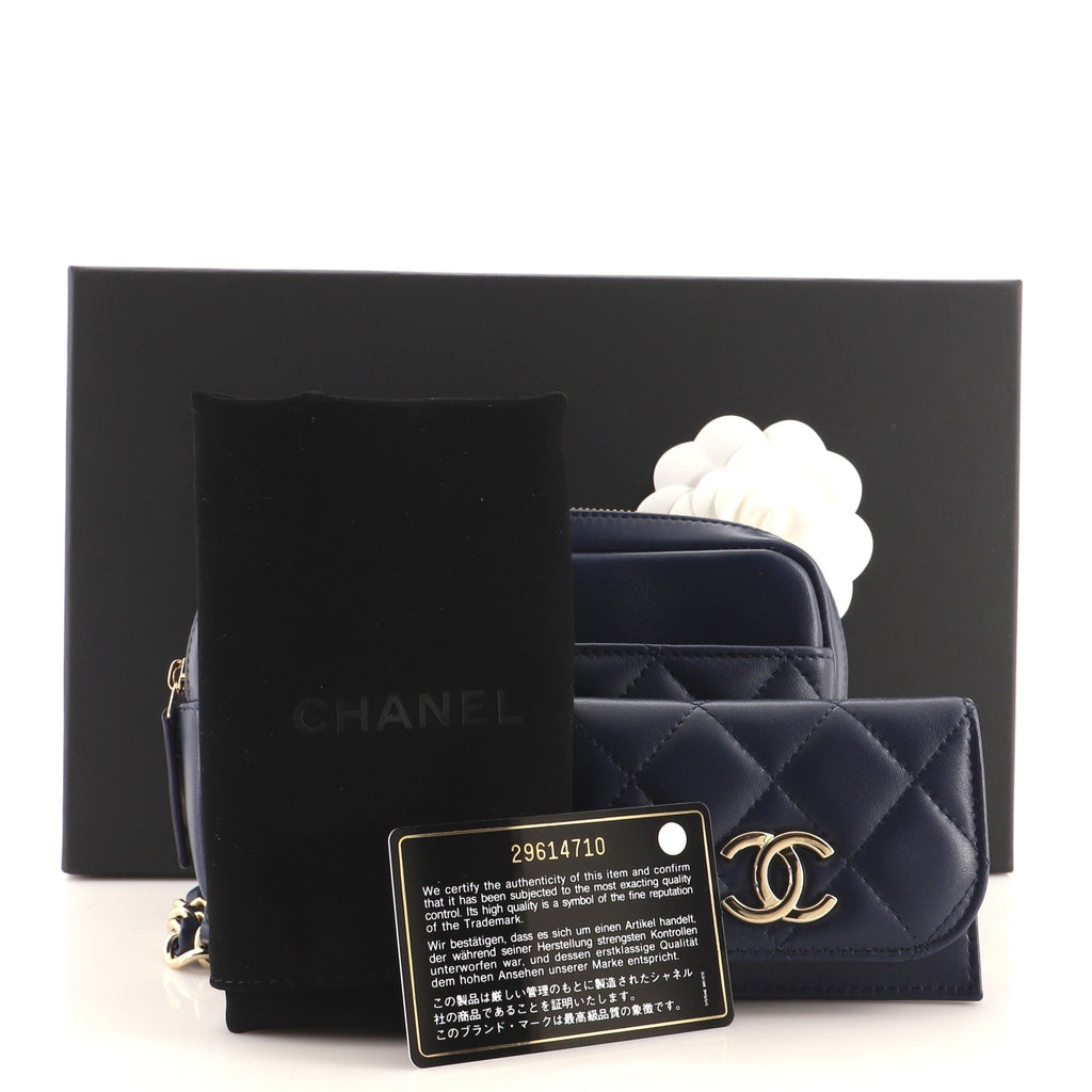 CC Front Pocket Waist Bag Quilted Lambskin Mini