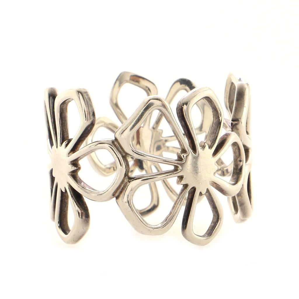 Flower Cuff Bracelet Sterling Silver
