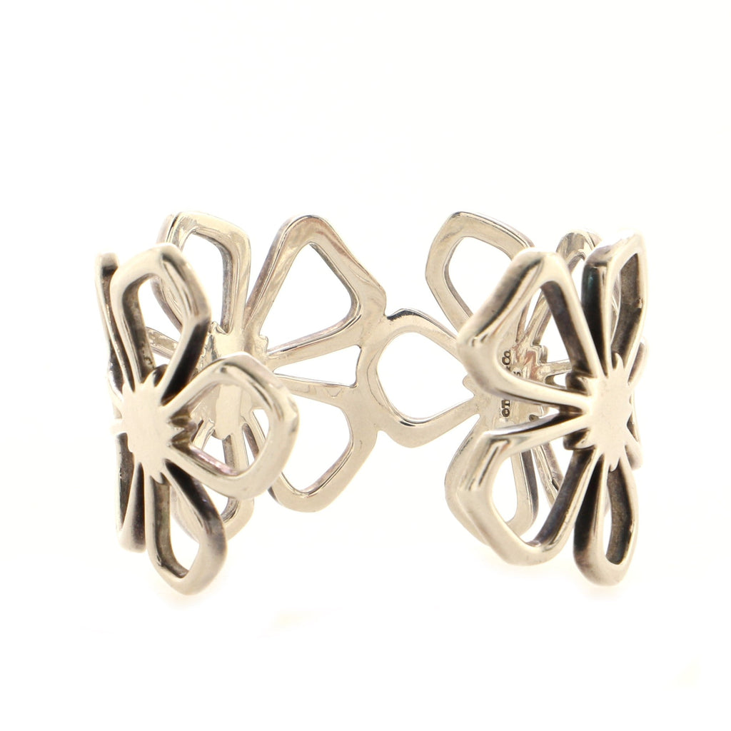 Flower Cuff Bracelet Sterling Silver
