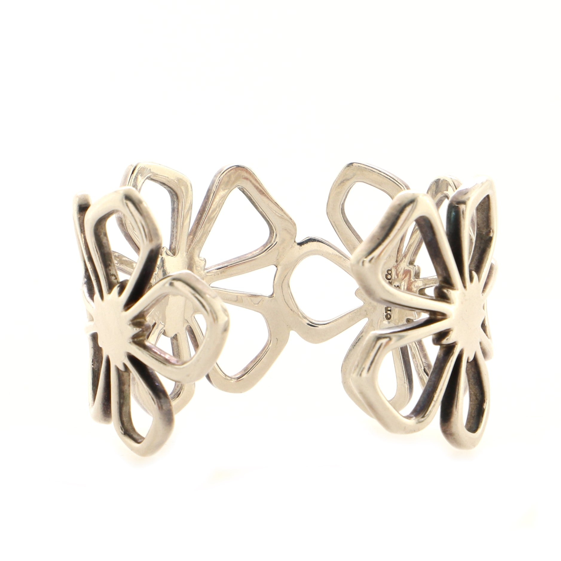 Flower Cuff Bracelet Sterling Silver