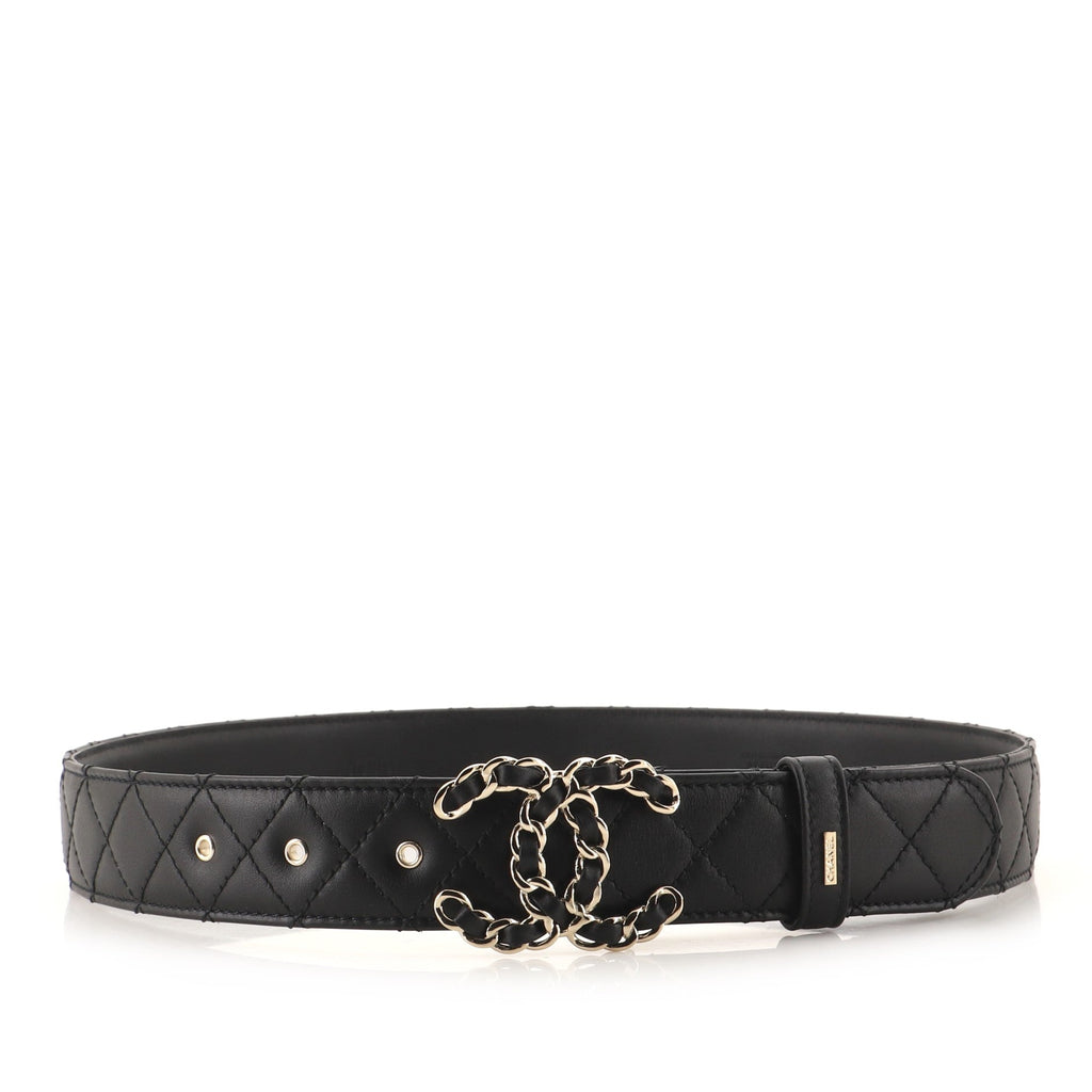 Woven Chain CC Buckle Belt Quilted Leather Medium 75