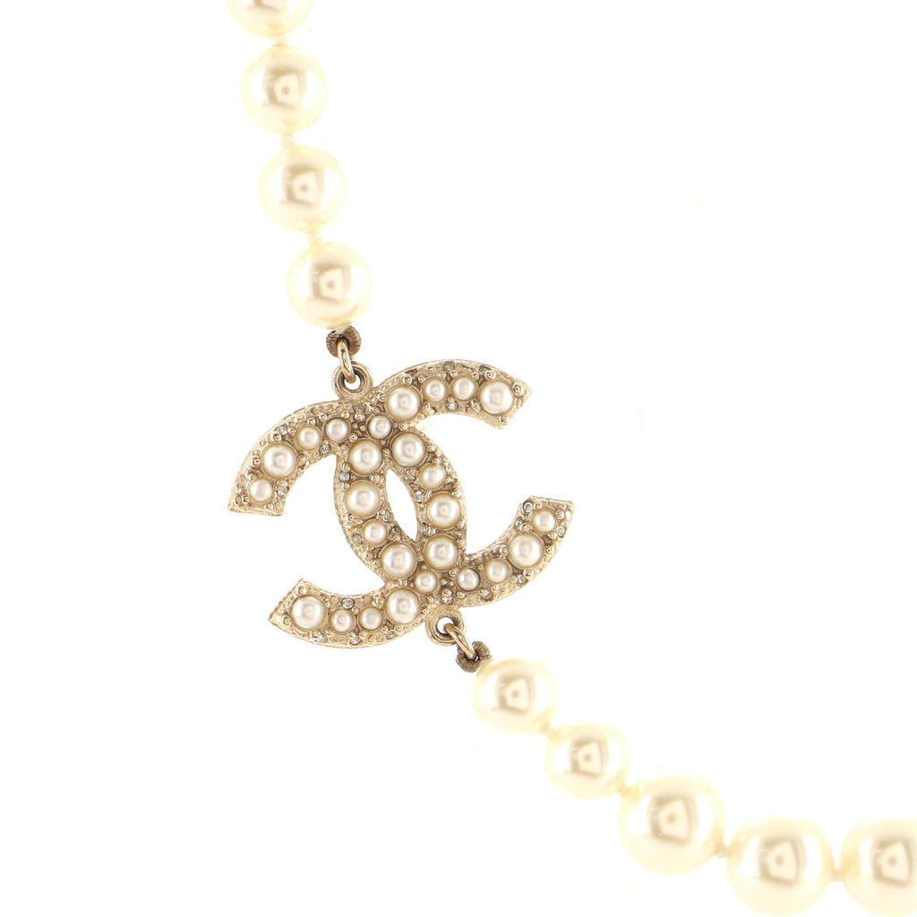 CC 100th Anniversary Short Necklace Metal with Faux Pearls and Crystals