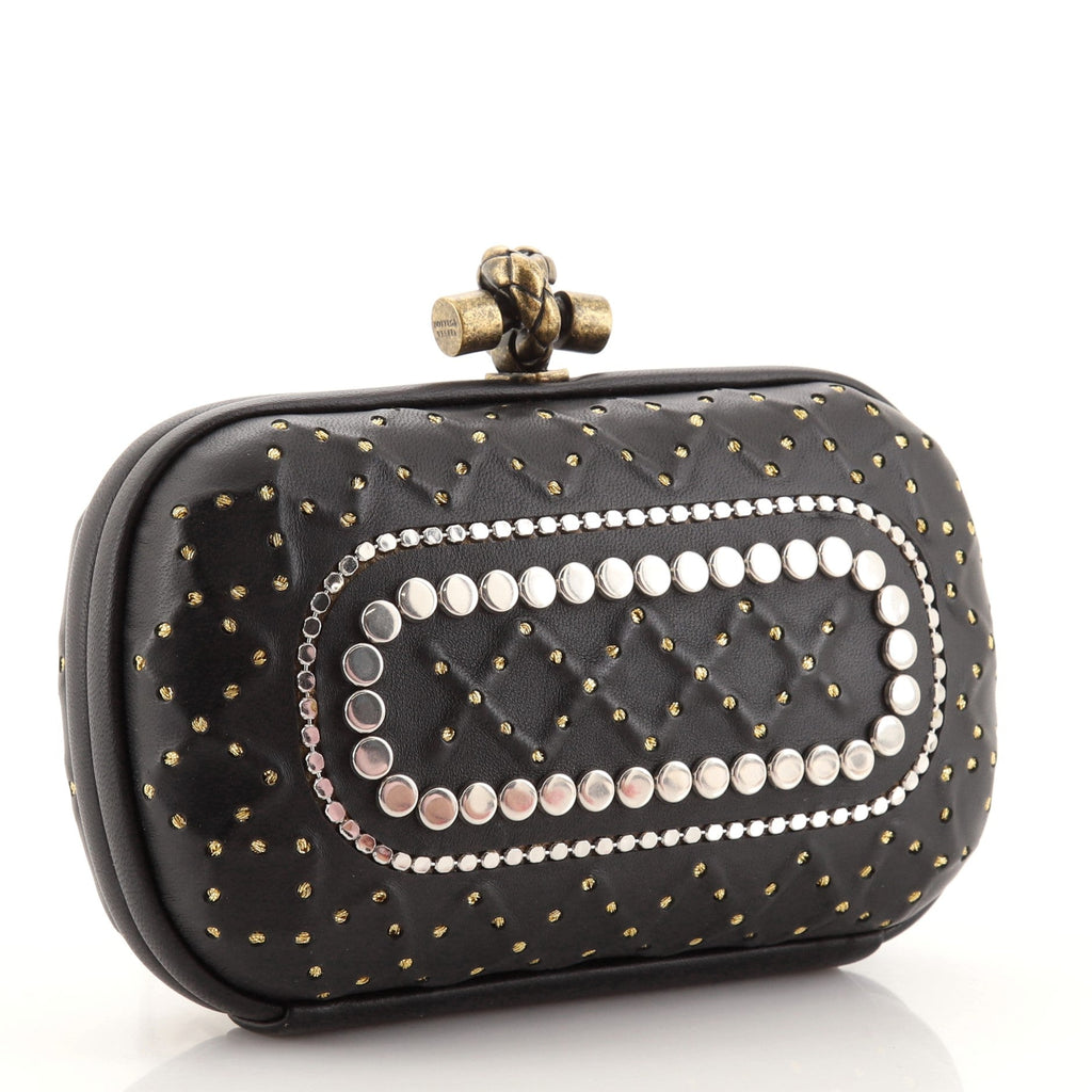 Box Knot Chain Clutch Studded Leather Small