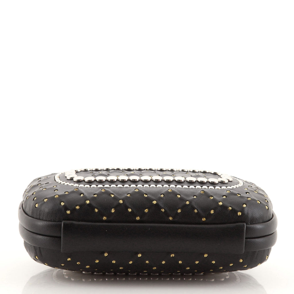 Box Knot Chain Clutch Studded Leather Small