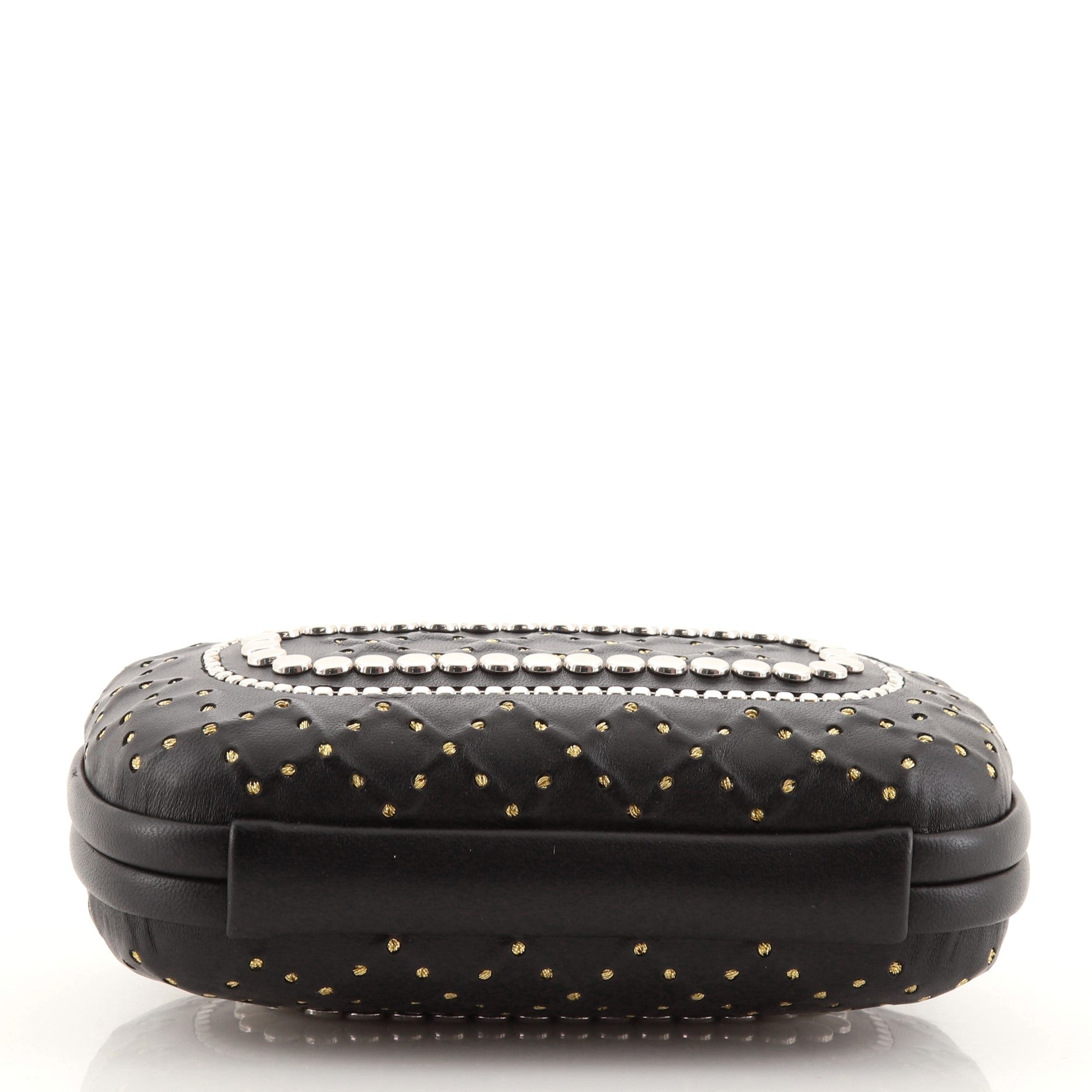 Box Knot Chain Clutch Studded Leather Small