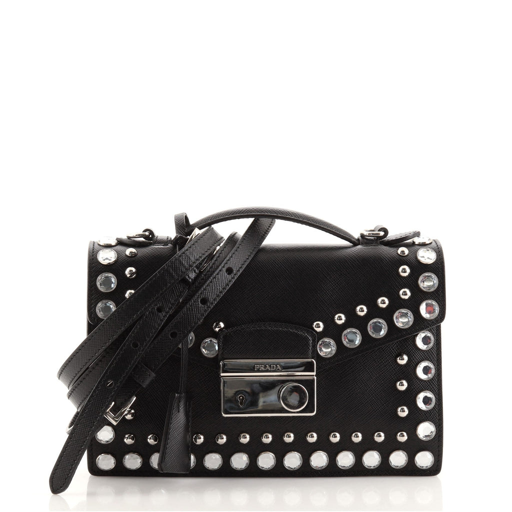 Convertible Sound Bag Studded Saffiano Leather Mini