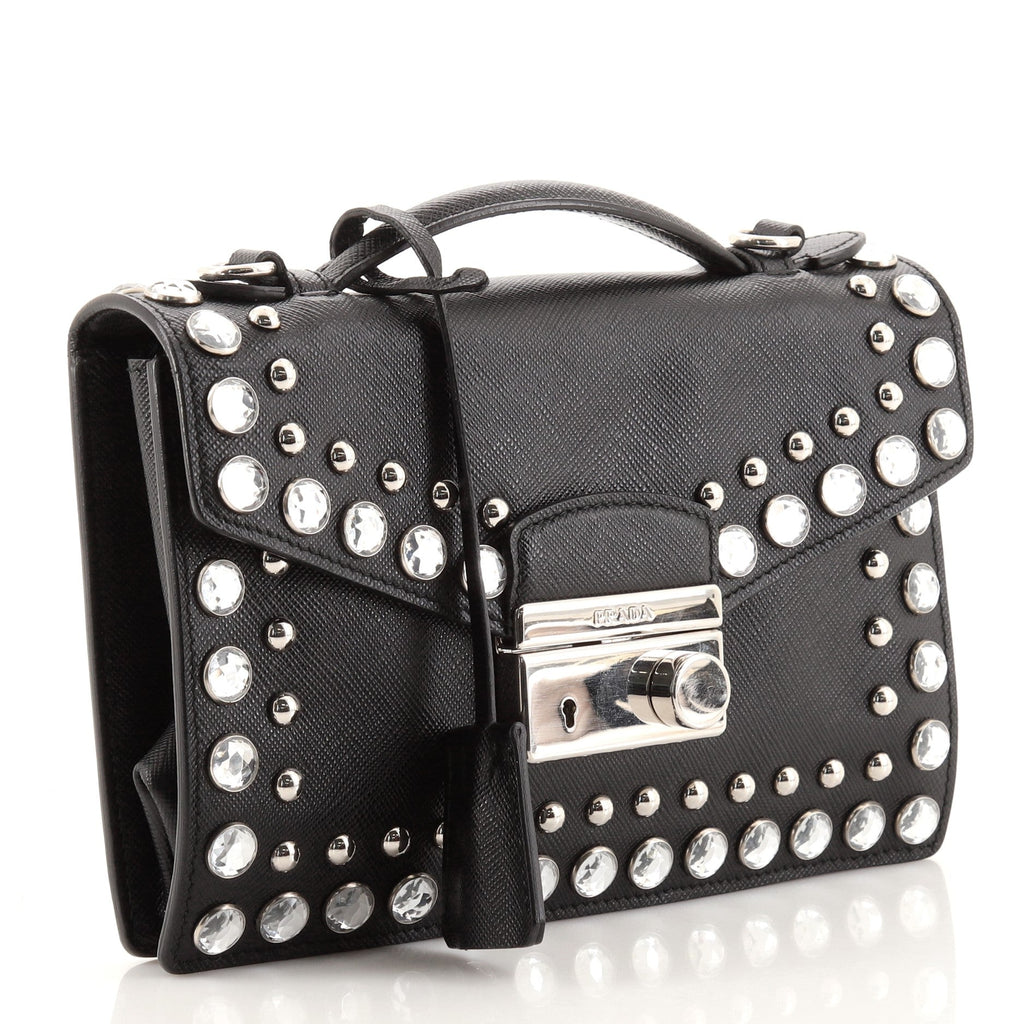 Convertible Sound Bag Studded Saffiano Leather Mini