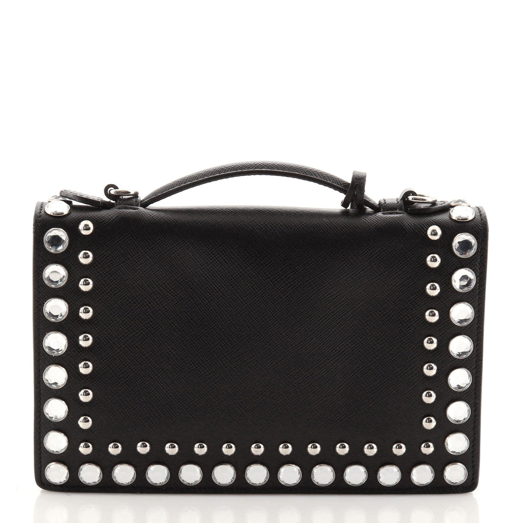 Convertible Sound Bag Studded Saffiano Leather Mini