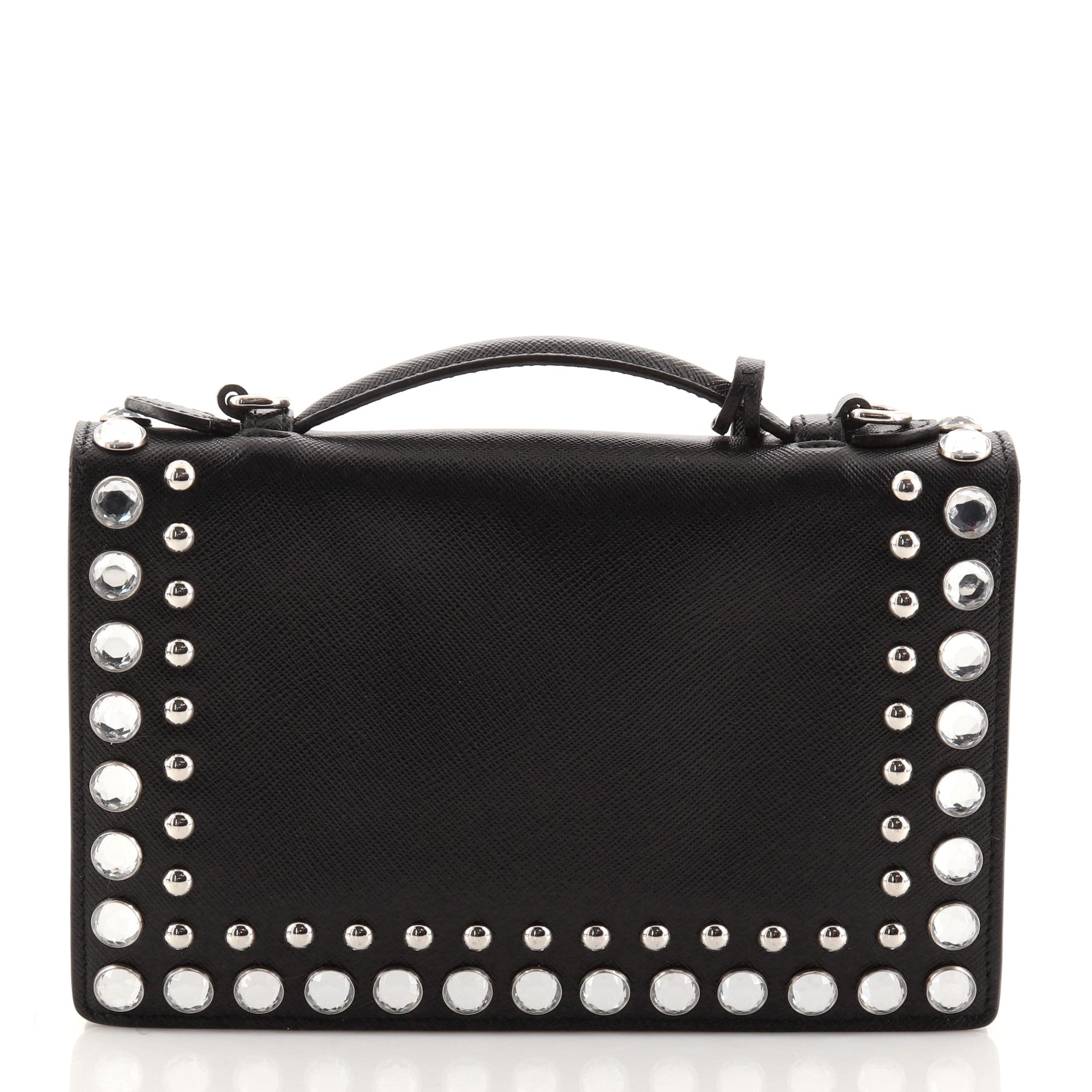 Convertible Sound Bag Studded Saffiano Leather Mini