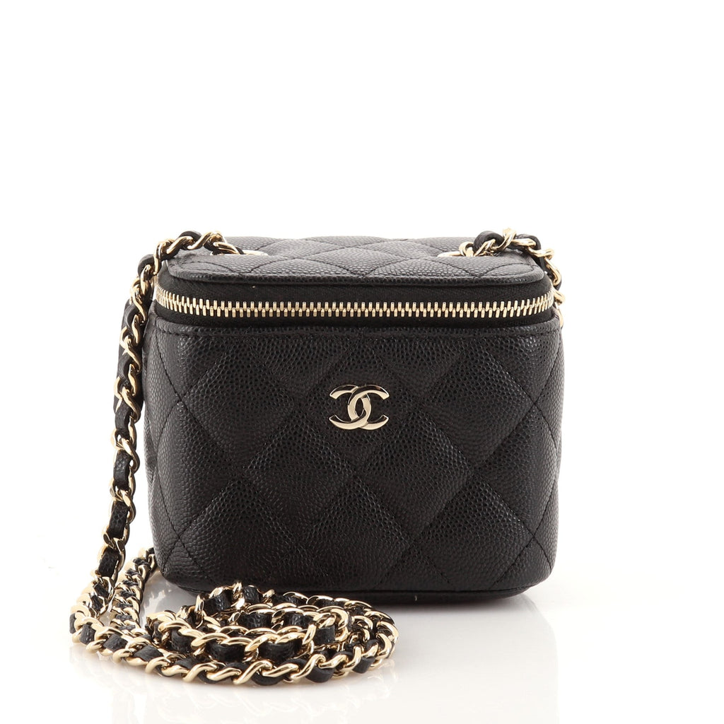 Classic Vanity Case with Chain Quilted Caviar Mini
