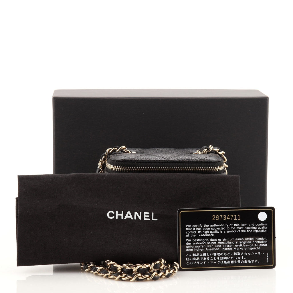 Classic Vanity Case with Chain Quilted Caviar Mini