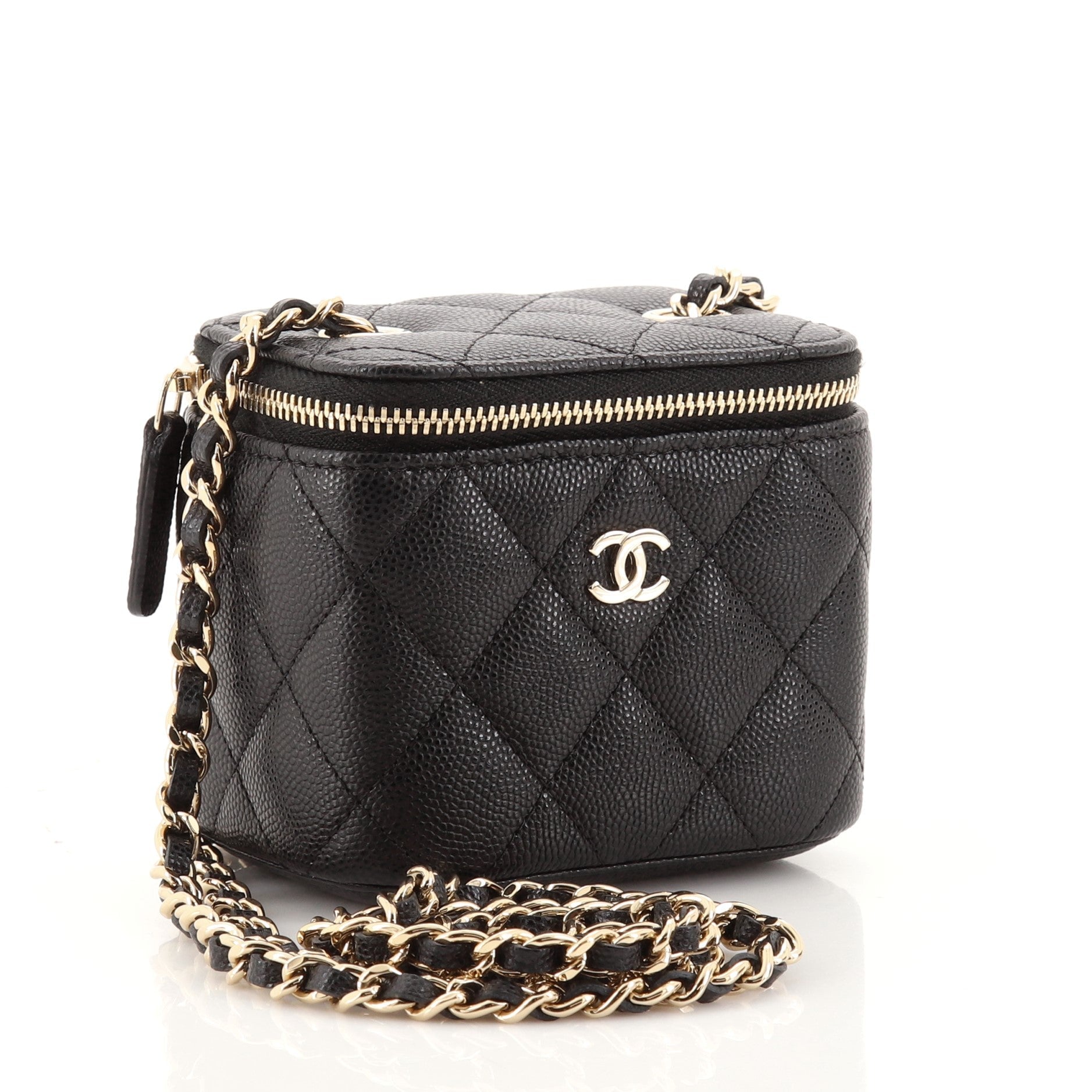 Classic Vanity Case with Chain Quilted Caviar Mini