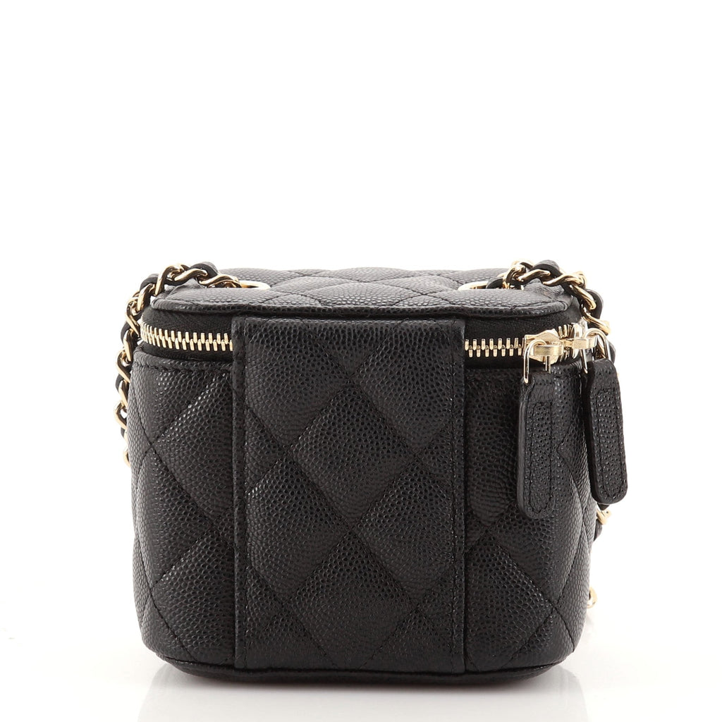 Classic Vanity Case with Chain Quilted Caviar Mini