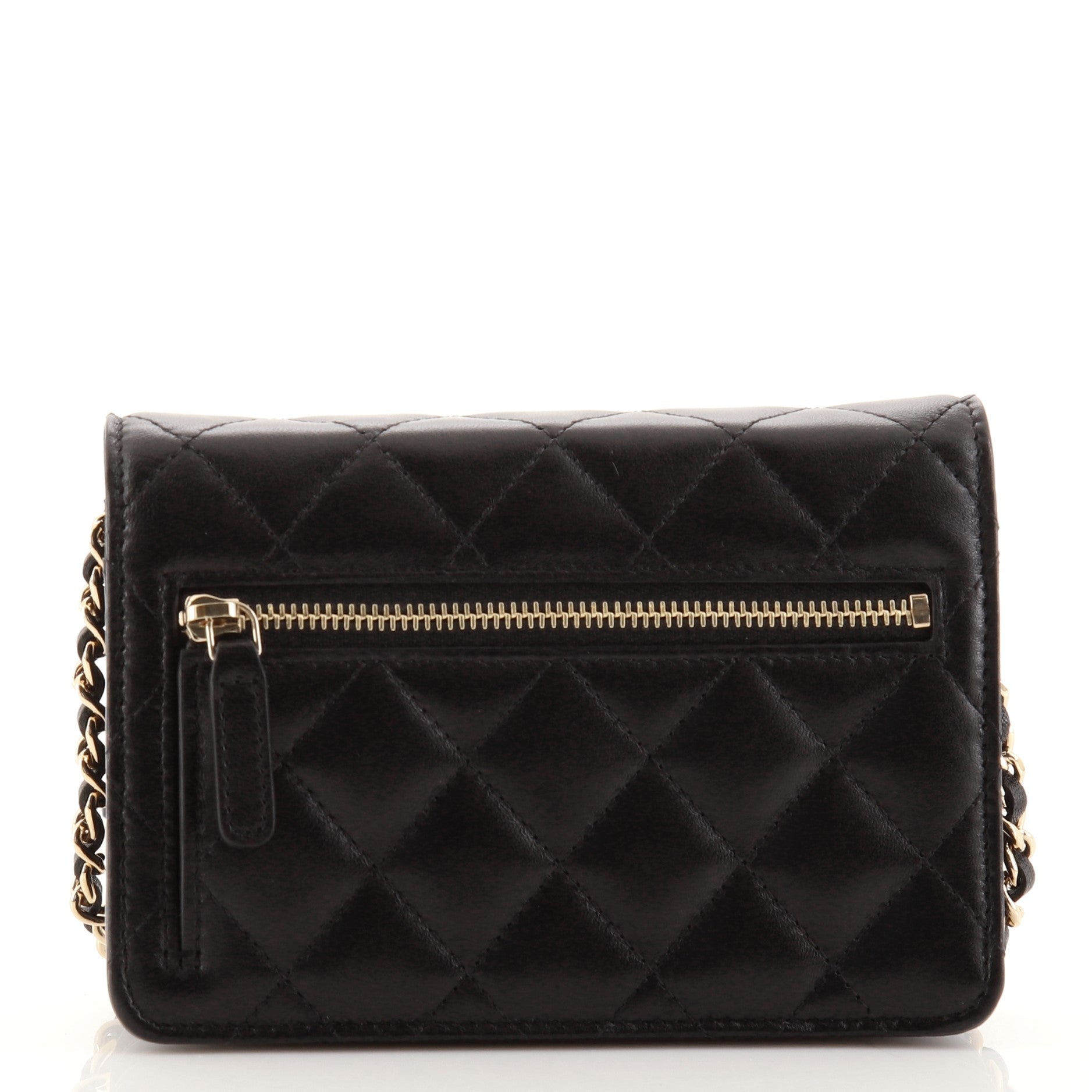 Camellia Bow Wallet on Chain Quilted Lambskin Mini