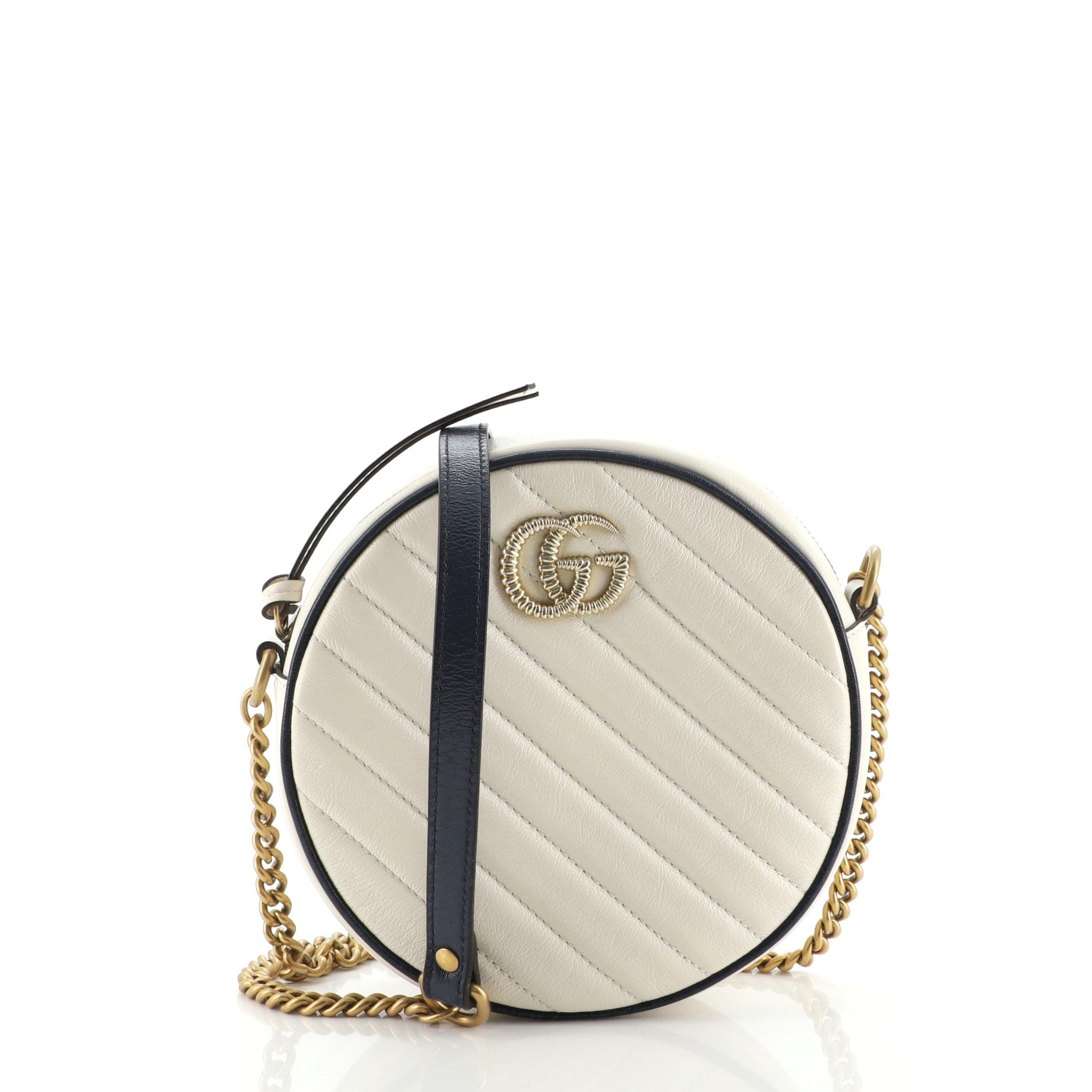 GG Marmont Round Shoulder Bag Matelasse Leather Mini