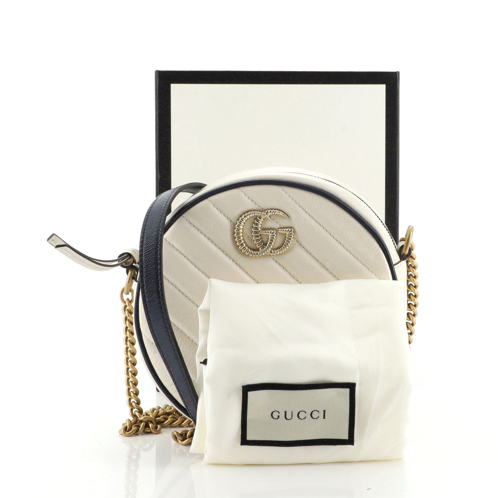 GG Marmont Round Shoulder Bag Matelasse Leather Mini