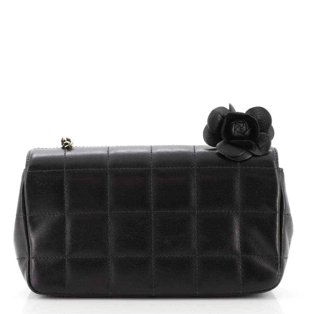 Camellia Chocolate Bar Flap Bag Quilted Lambskin Mini