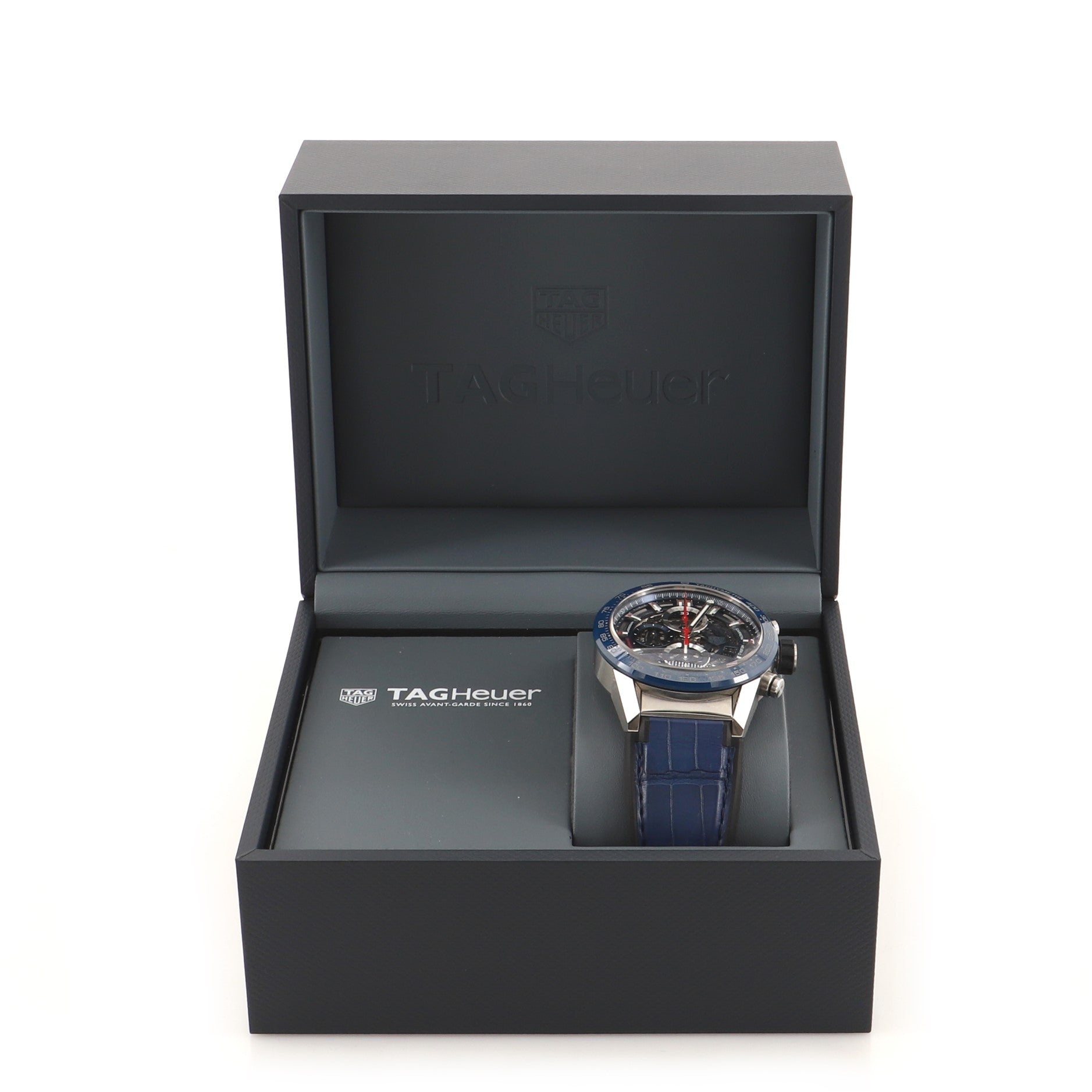 Carrera Calibre Heuer 01 Skeleton Chronograph Automatic Watch Stainless Steel and Alligator 43