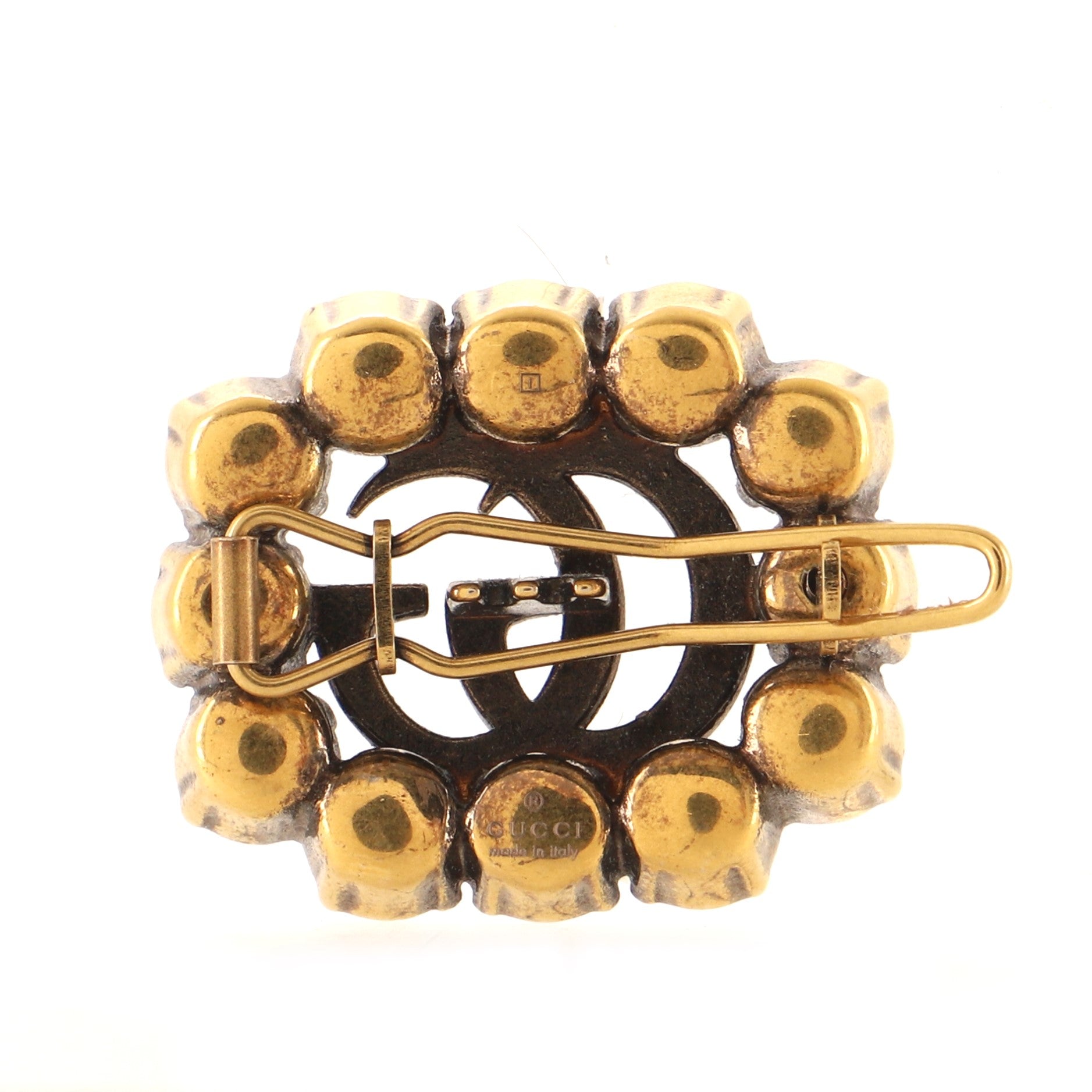 Crystal Around GG Hair Clip Metal with Crystals XS