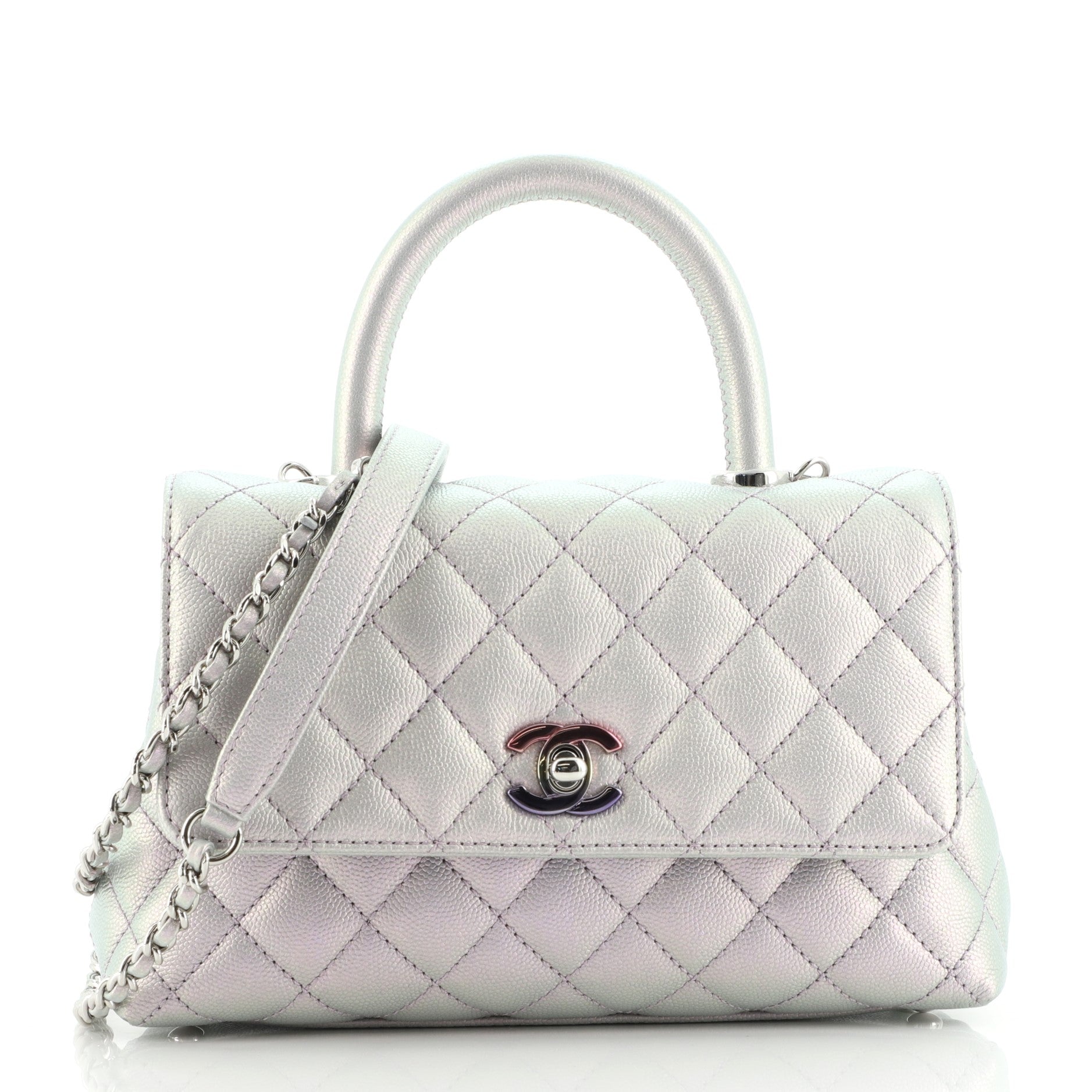 Coco Top Handle Bag Quilted Iridescent Caviar with Gradient Hardware Mini