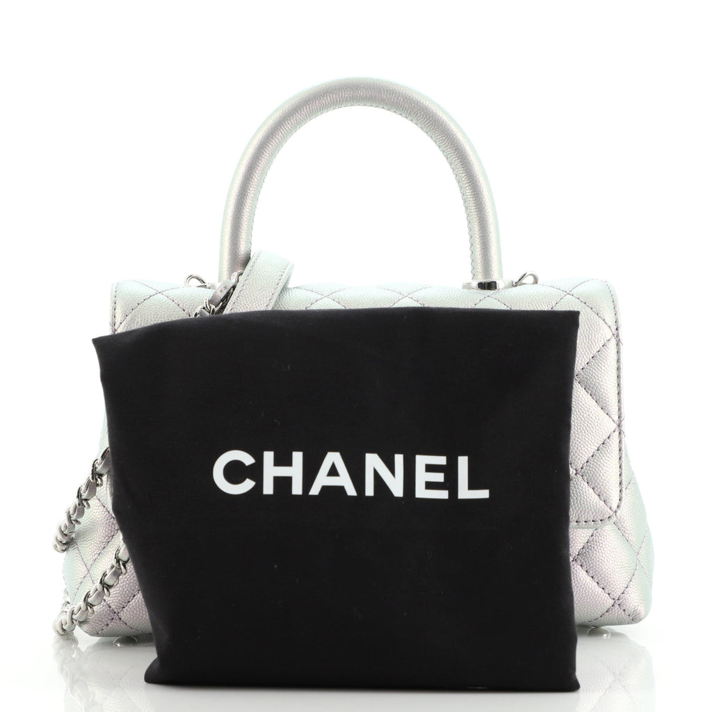 Coco Top Handle Bag Quilted Iridescent Caviar with Gradient Hardware Mini