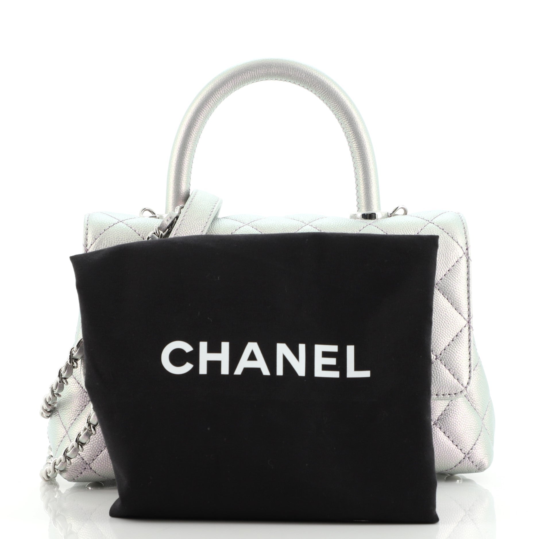 Coco Top Handle Bag Quilted Iridescent Caviar with Gradient Hardware Mini